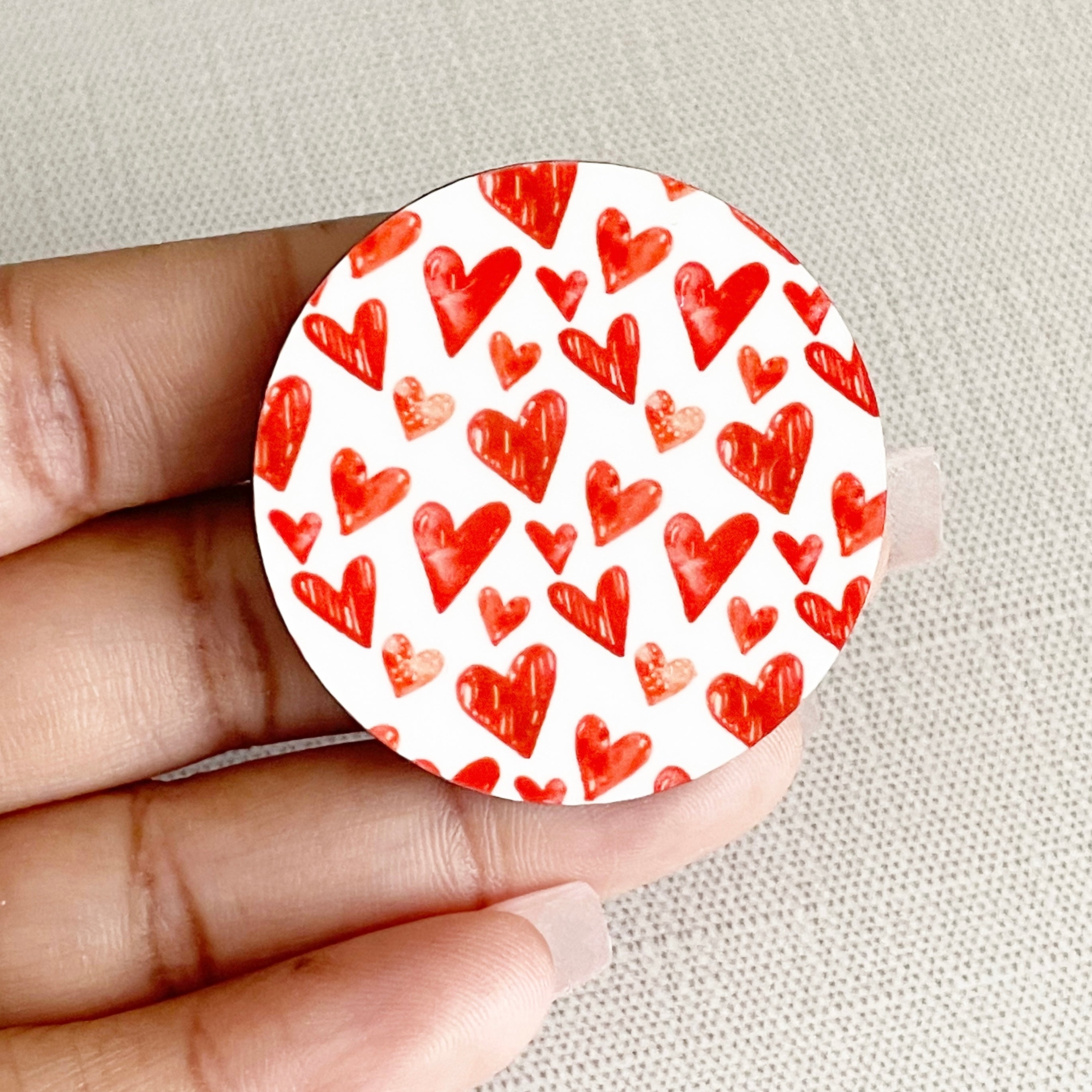 Acrylic Scribble Hearts Badge Topper + Reel - | Happie Potato Image 3