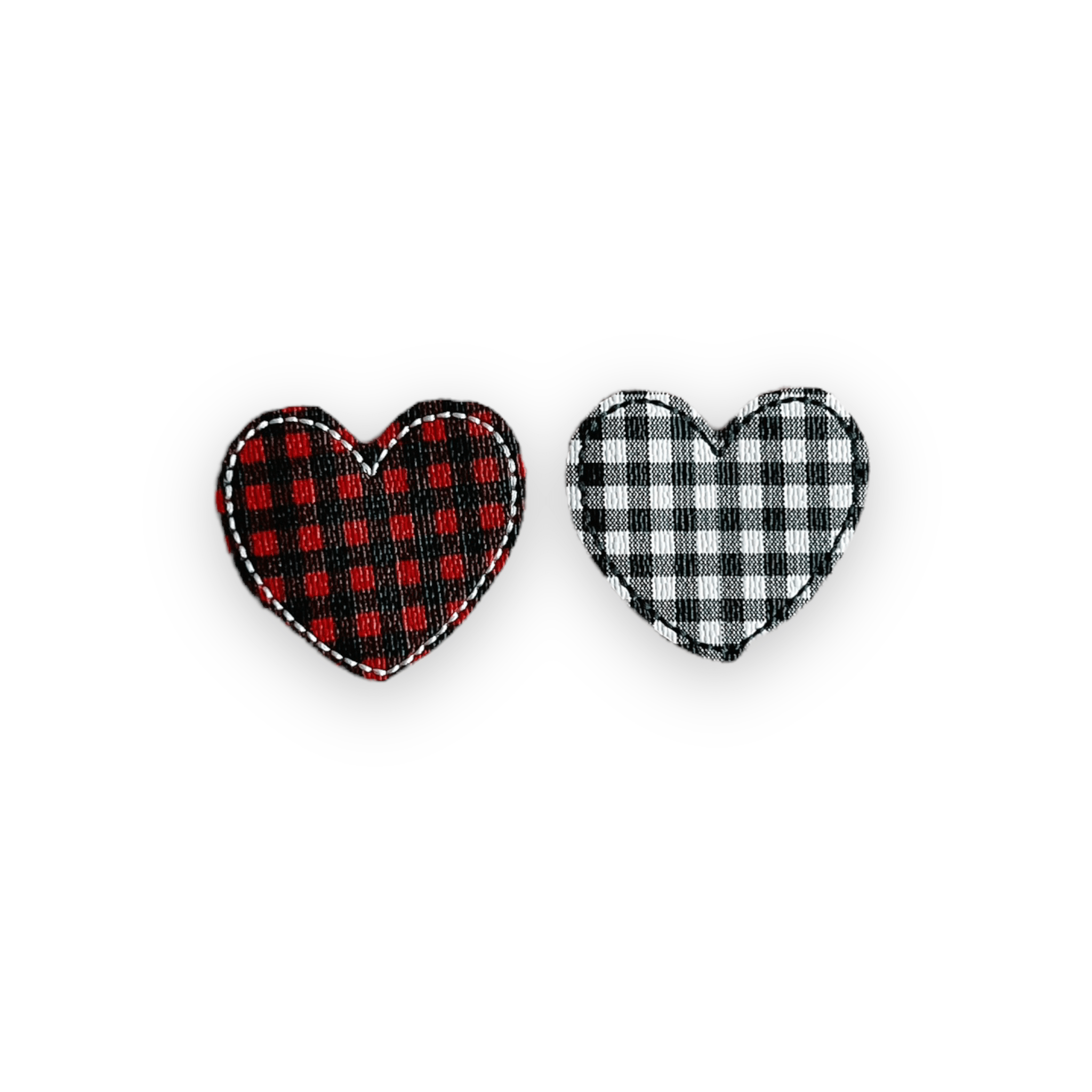Vinyl Buffalo Plaid Hearts Badge Topper + Reel - | Happie Potato Image 1