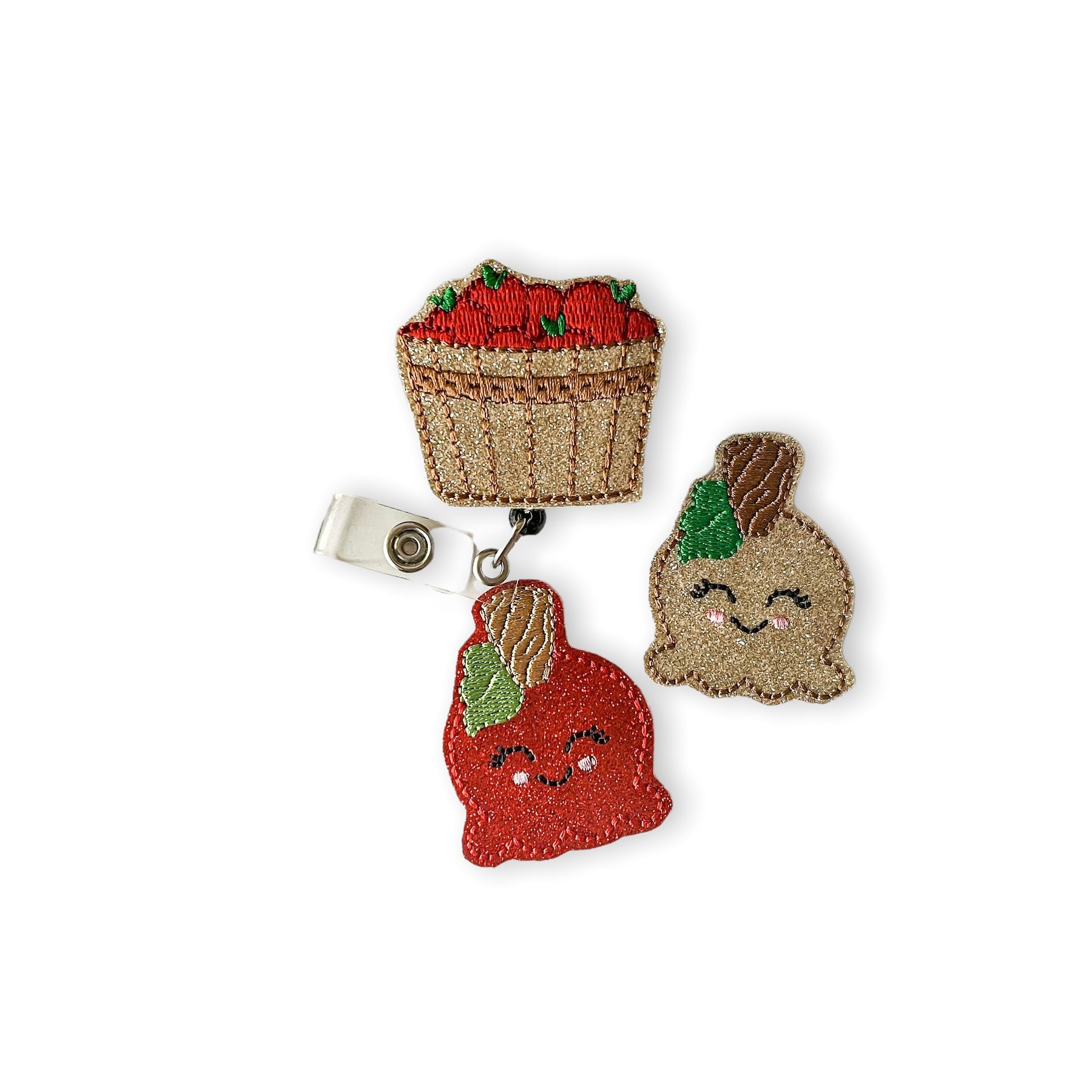Vinyl Barrel of Apples Candy Apple Badge Topper + Reel - | Happie Potato Image 1