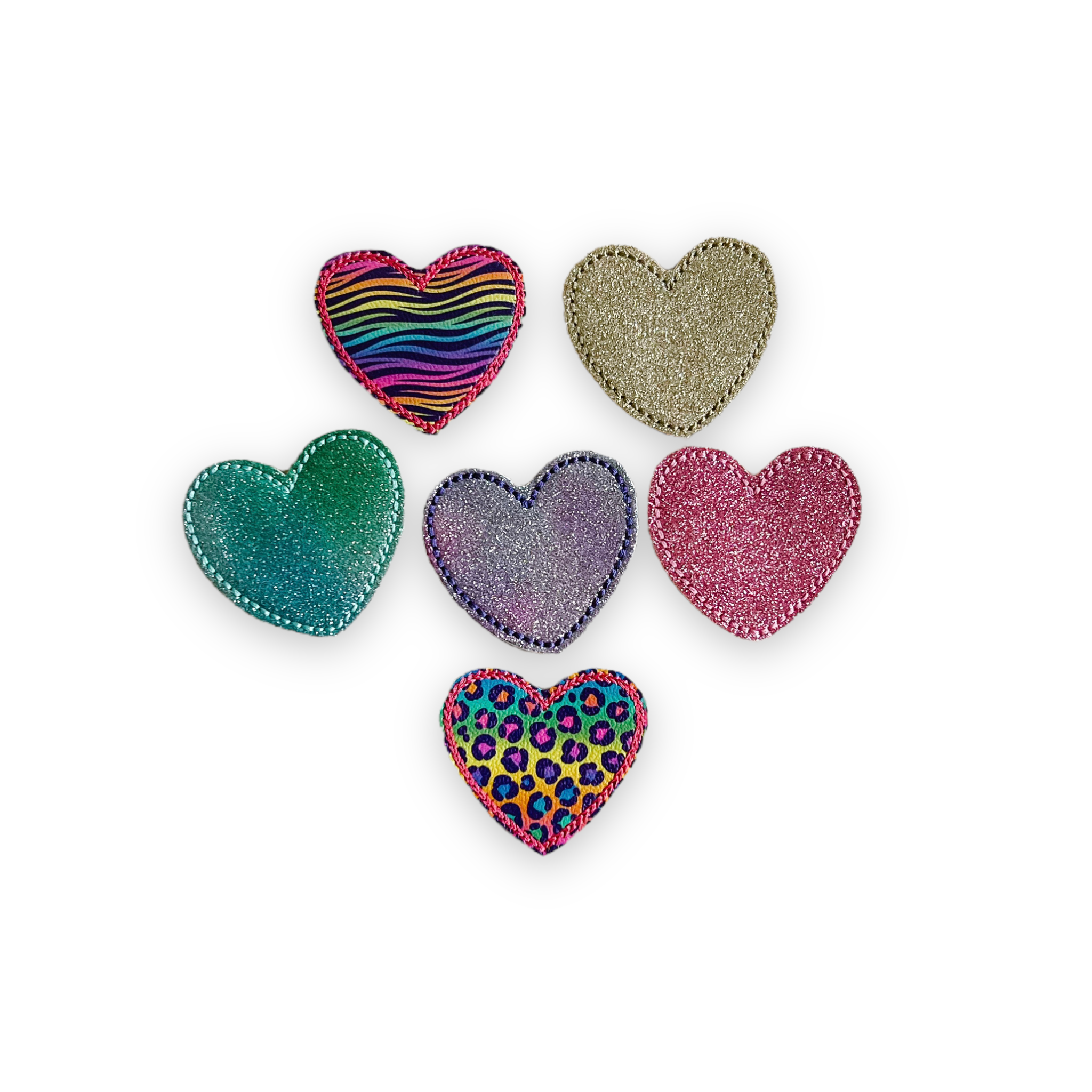 Glitter and Throw Back Print Heart Badge Topper + Reel - | Happie Potato Image 1