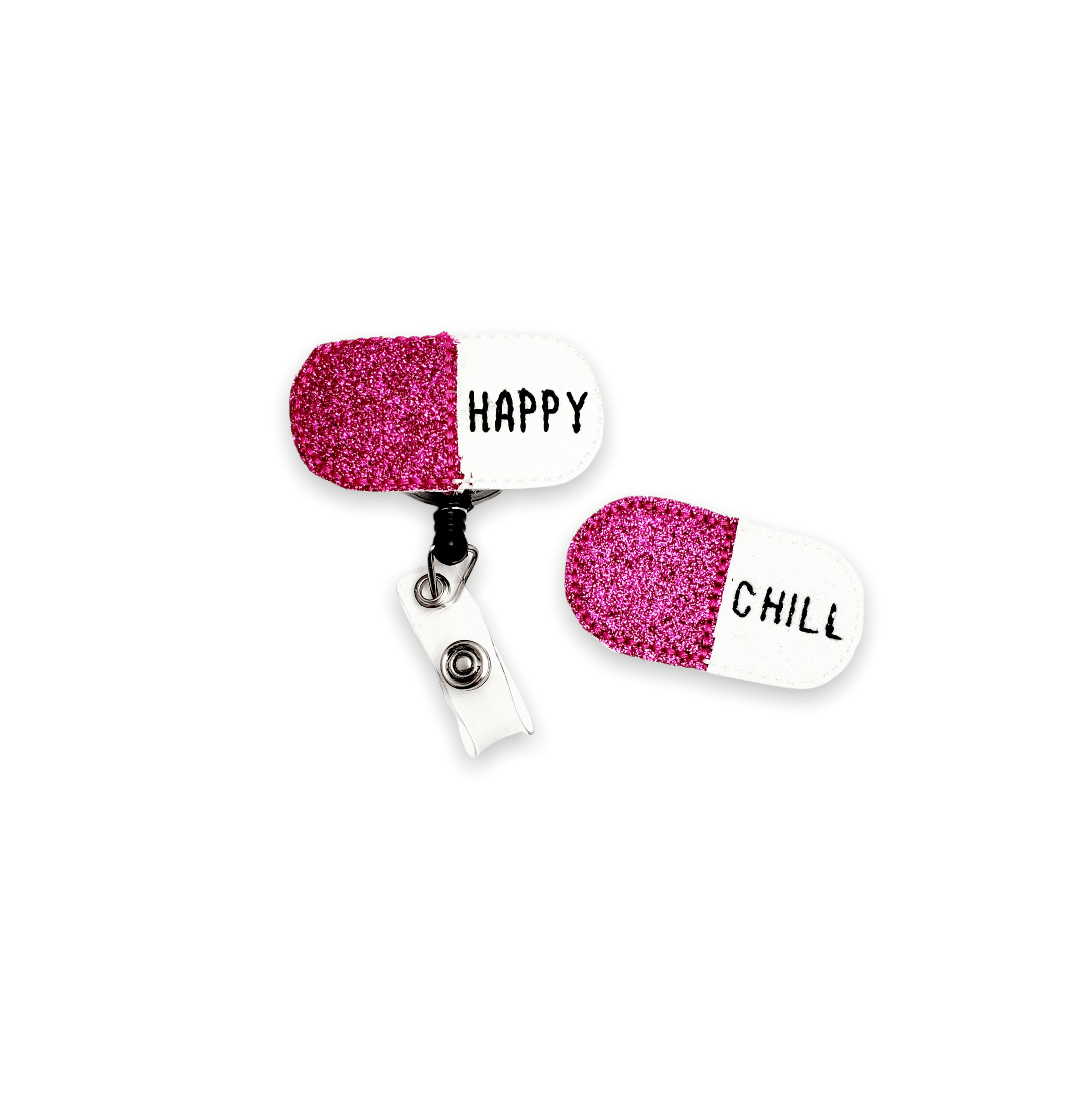 Vinyl β Chill Pill Happy Pill Bottle Badge Topper + Reel - | Happie Potato Image 1
