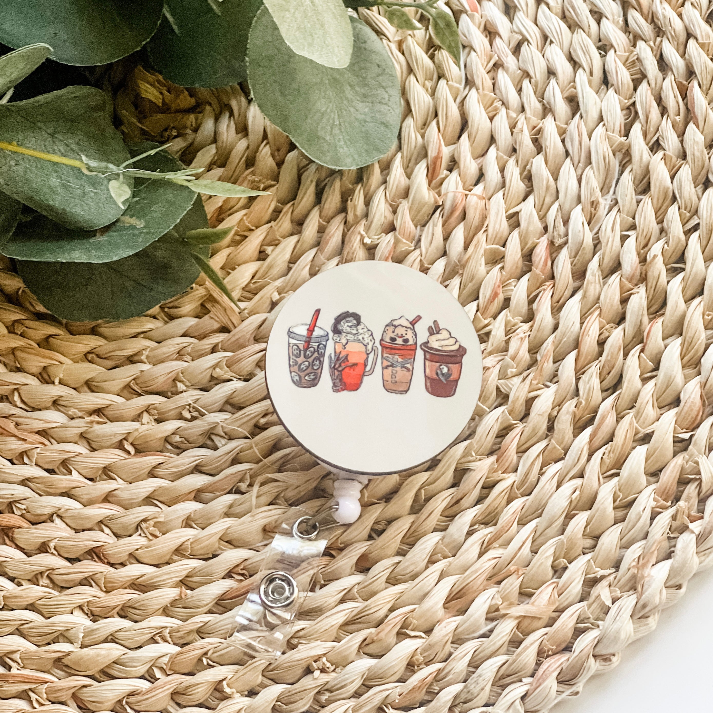 Acrylic Horror Coffee Gang Badge Topper + Reel - | Happie Potato Image 2