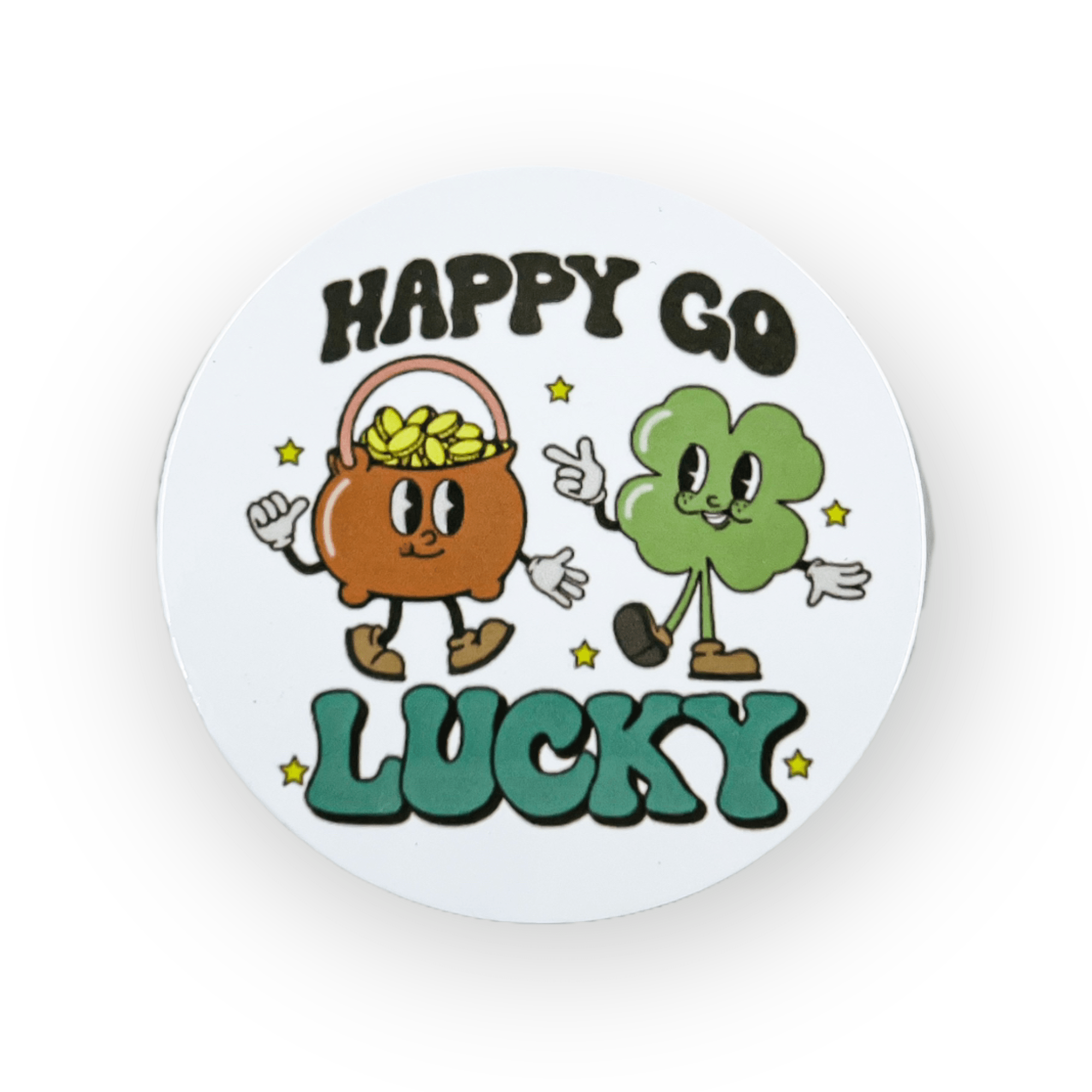 Acrylic Happy Go Lucky Badge Topper + Reel - | Happie Potato Image 1