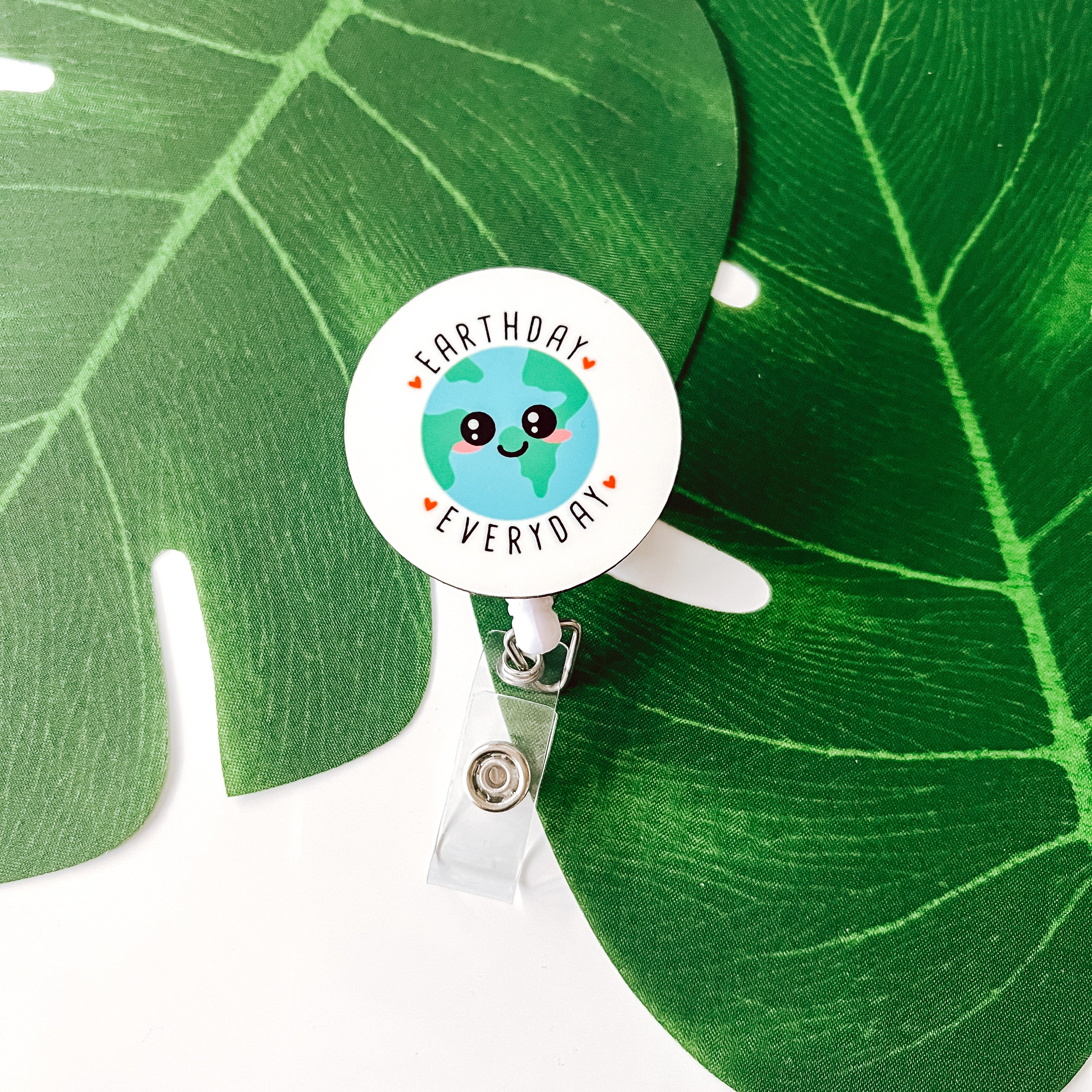 Acrylic Earth Day Everyday Badge Topper + Reel - | Happie Potato Image 2