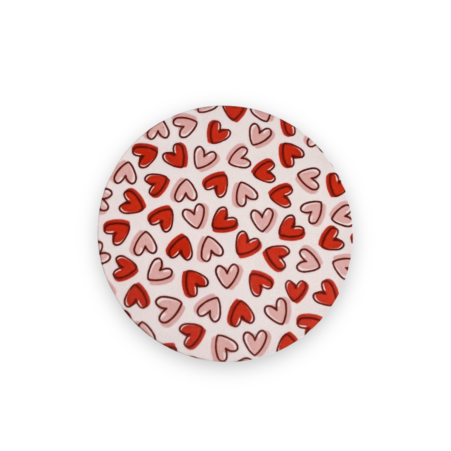 Acrylic Pink & Red Scribble Hearts Badge Topper + Reel - | Happie Potato Image 1