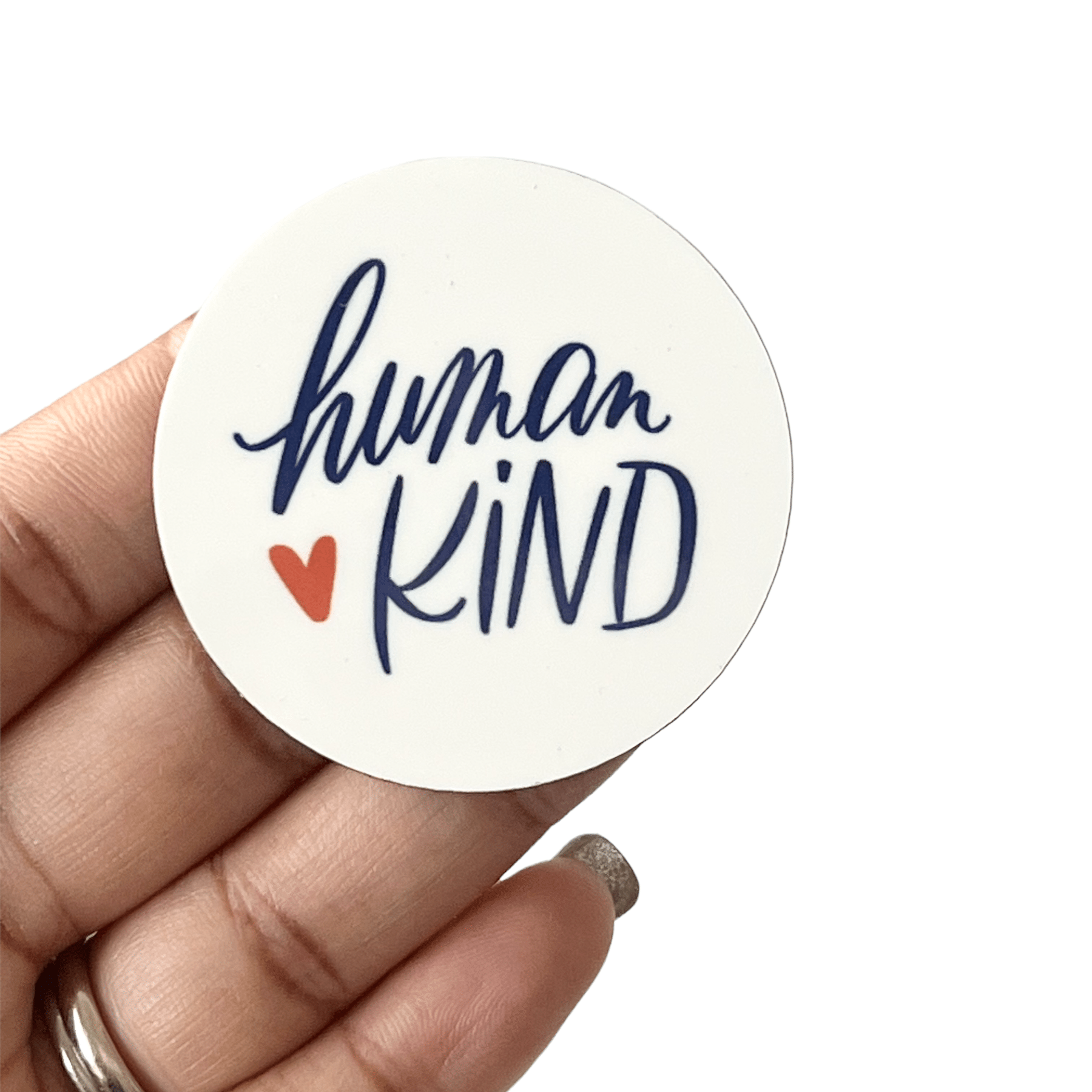 Acrylic Human Kind Badge Topper + Reel - | Happie Potato Image 1