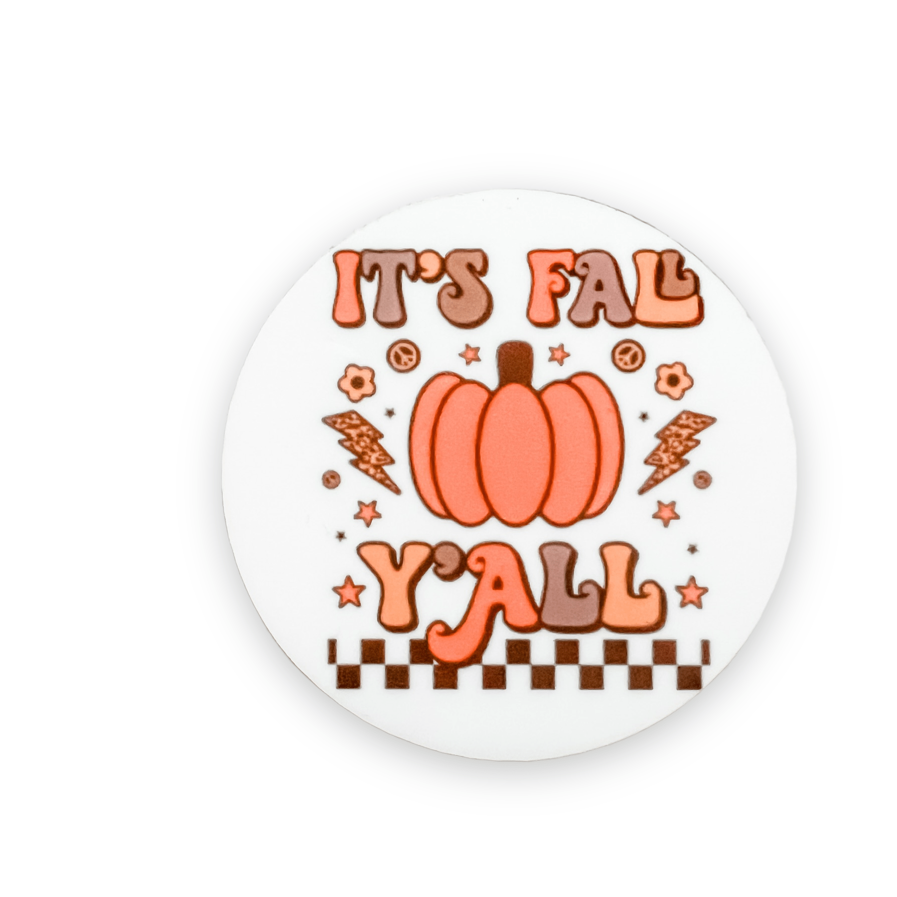 Acrylic It’s Fall Y’all Badge Topper + Reel - | Happie Potato Image 1