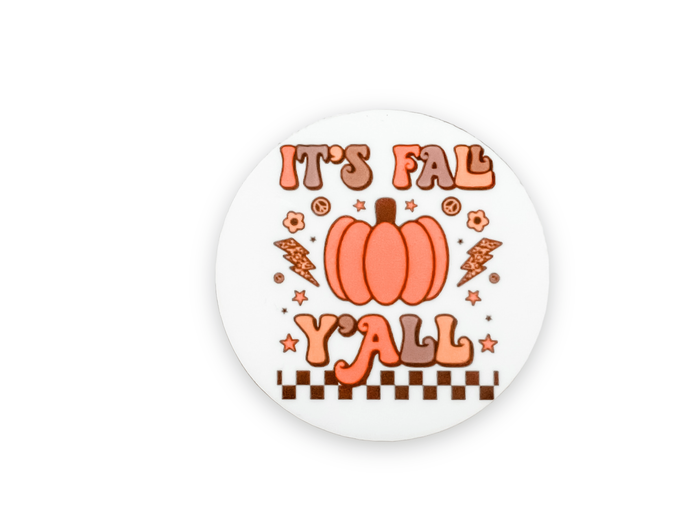 Acrylic It’s Fall Y’all Badge Topper + Reel - | Happie Potato Image 1