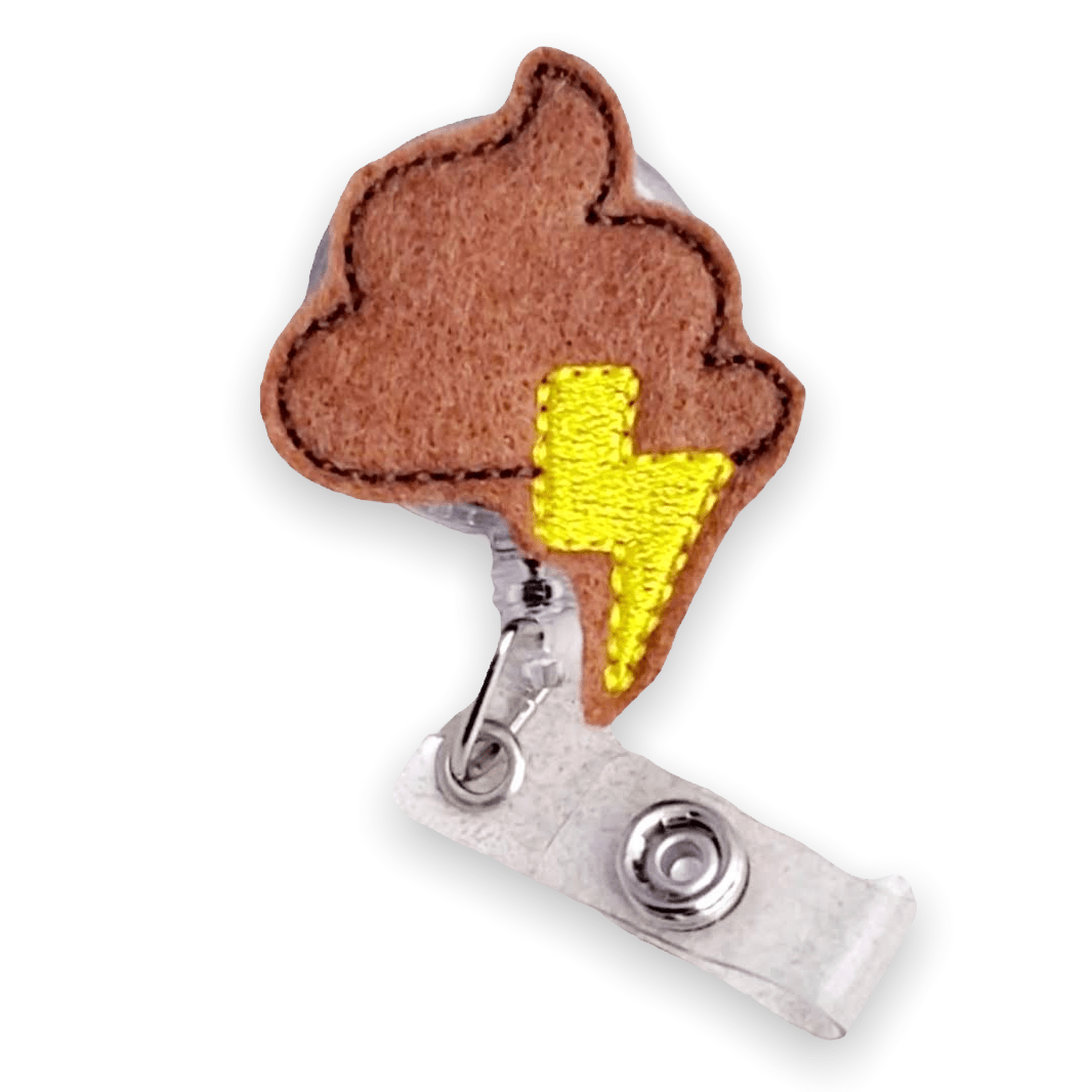 Felt Poop Storm Badge Topper + Reel - | Happie Potato Image 1