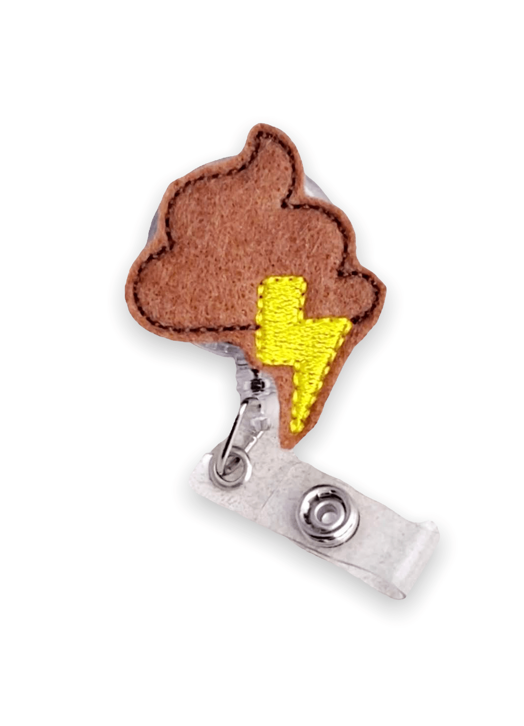 Felt Poop Storm Badge Topper + Reel - | Happie Potato Image 1