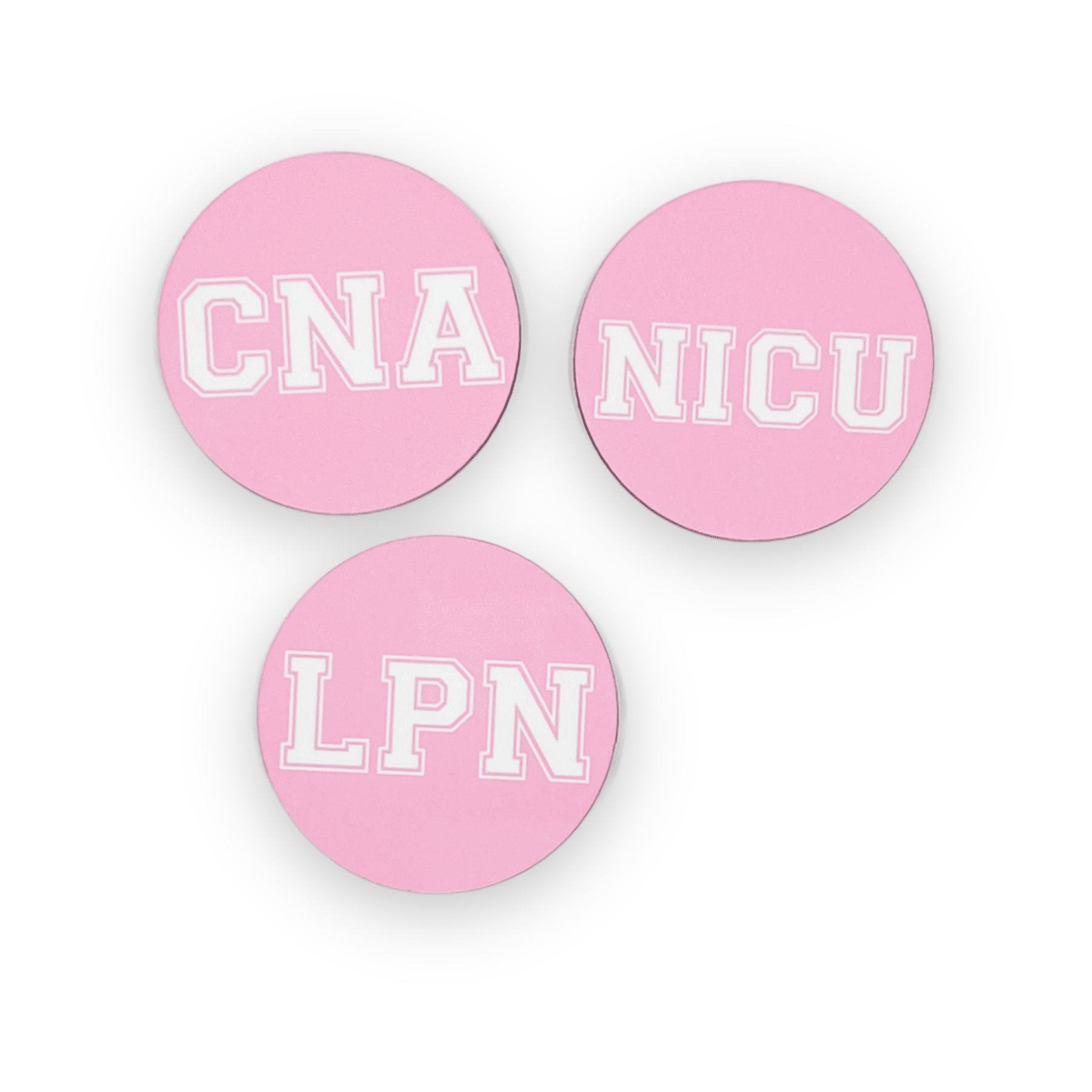 Acrylic Pink Varsity Specialty Nurse Badge Topper + Reel - | Happie Potato Image 1