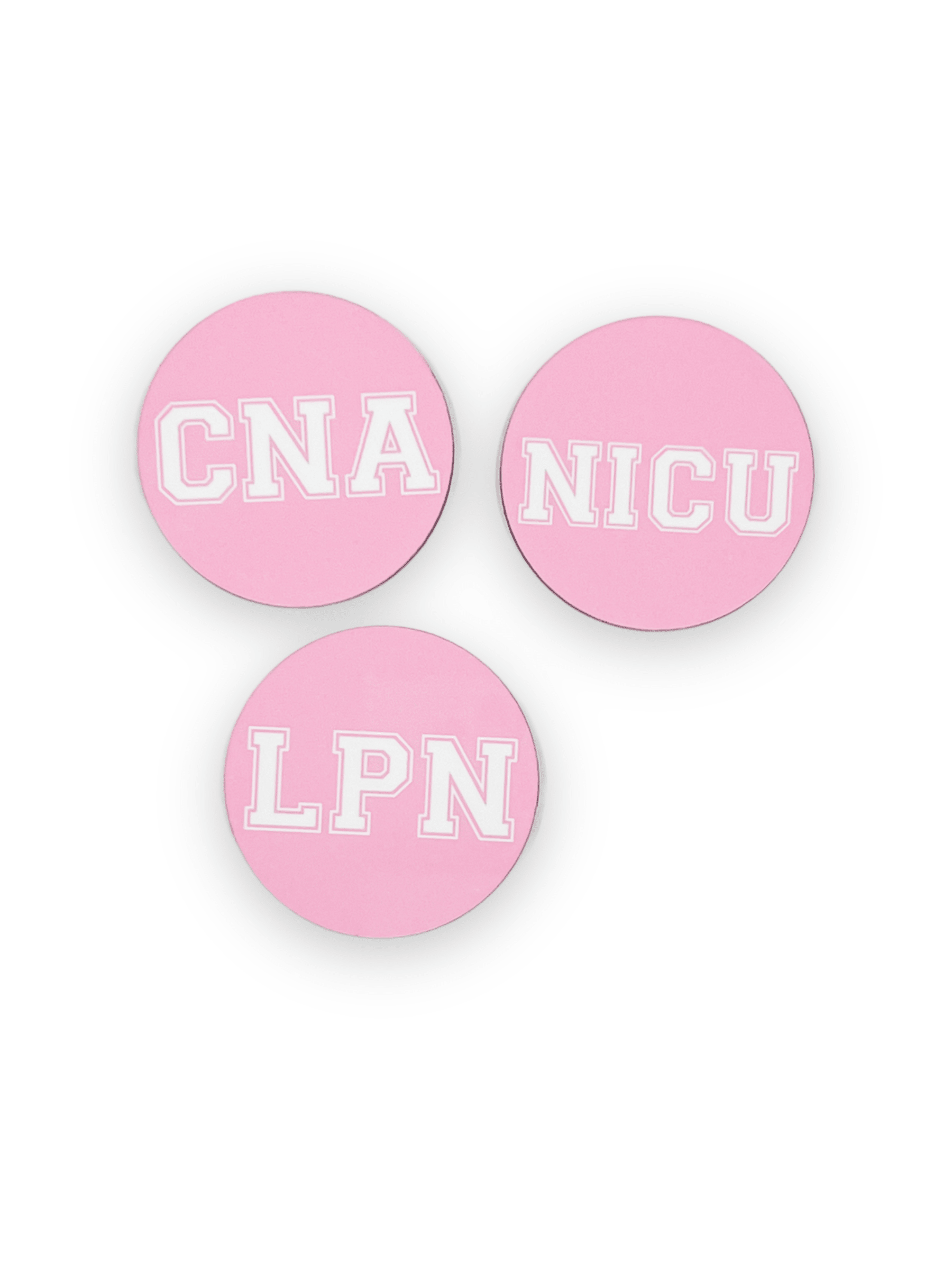 Acrylic Pink Varsity Specialty Nurse Badge Topper + Reel - | Happie Potato Image 1