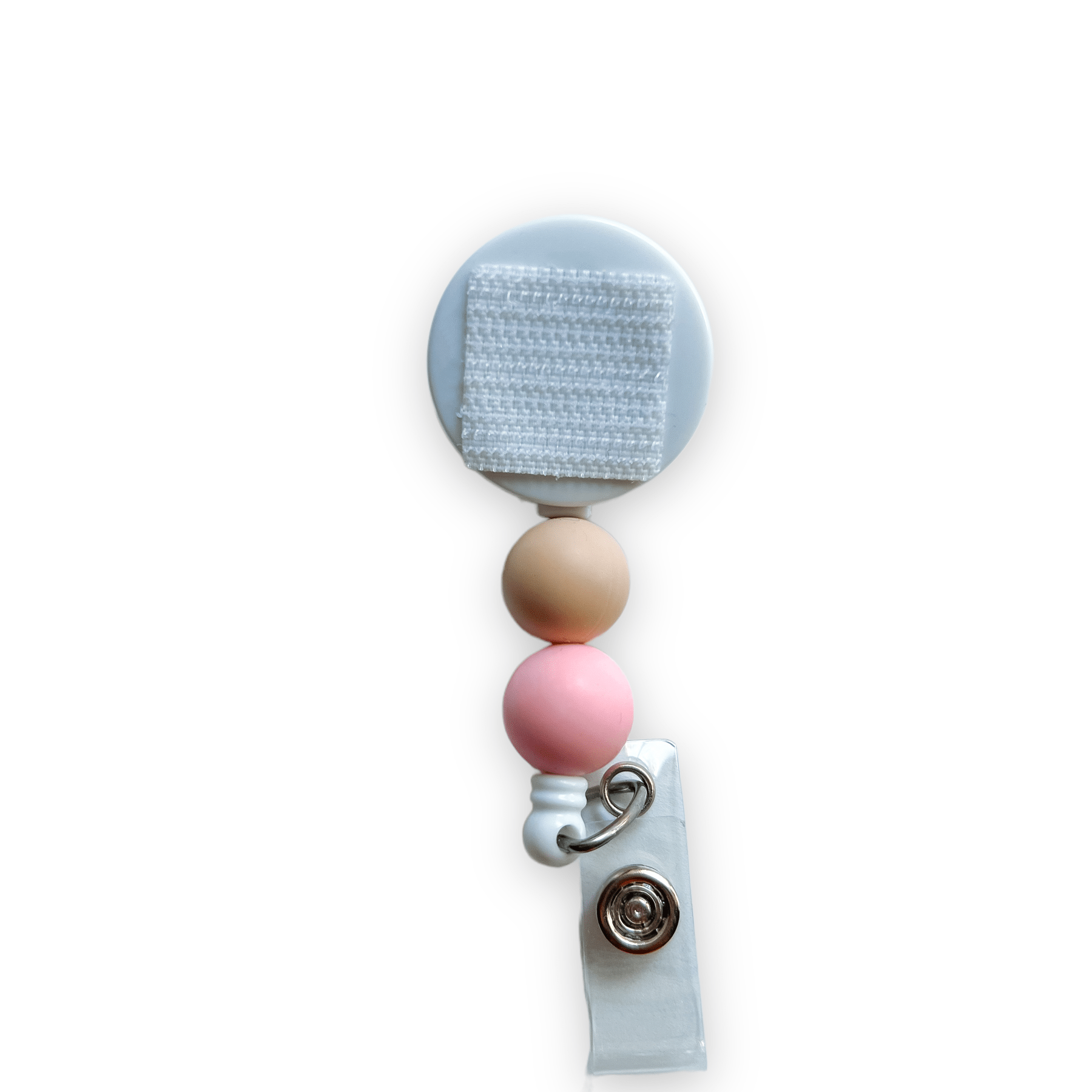 Beige and Pink Interchangeable Badge Reel - | Happie Potato Image 1