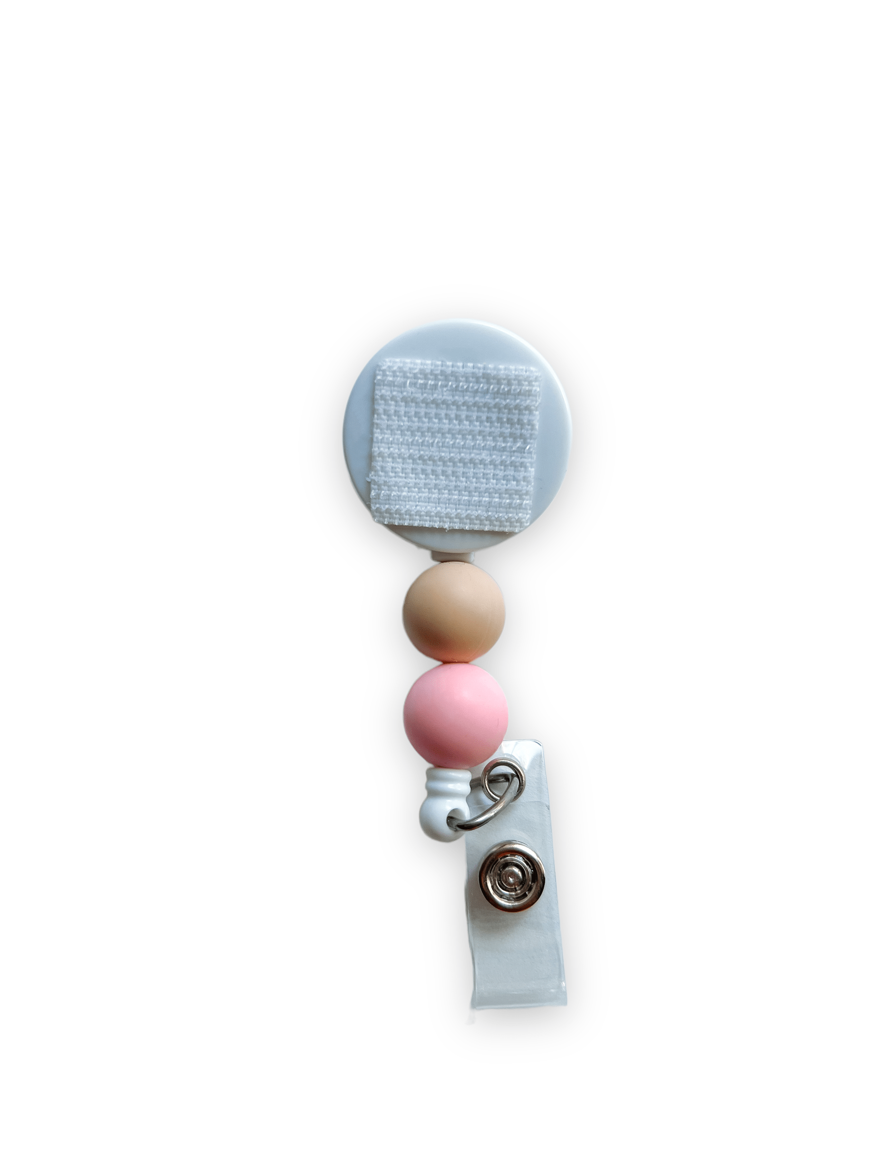 Beige and Pink Interchangeable Badge Reel - | Happie Potato Image 1