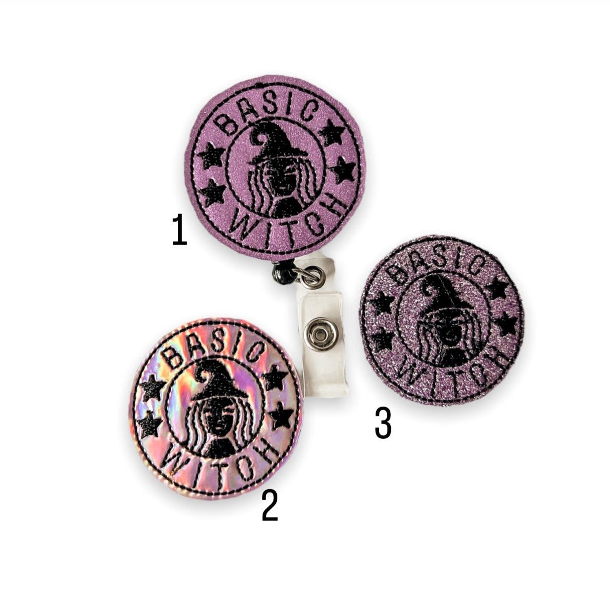 Vinyl Basic Witch Purple Badge Topper + Reel - | Happie Potato Image 1