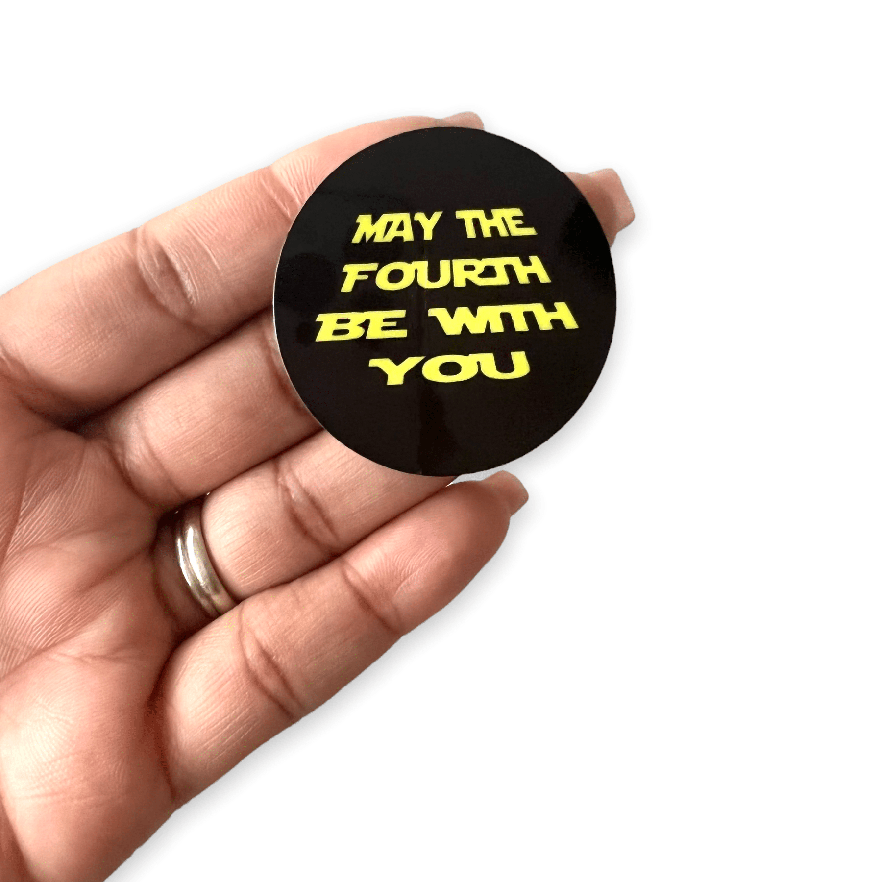 Acrylic May The Fourth Be With You Badge Topper + Reel - | Happie Potato Image 1