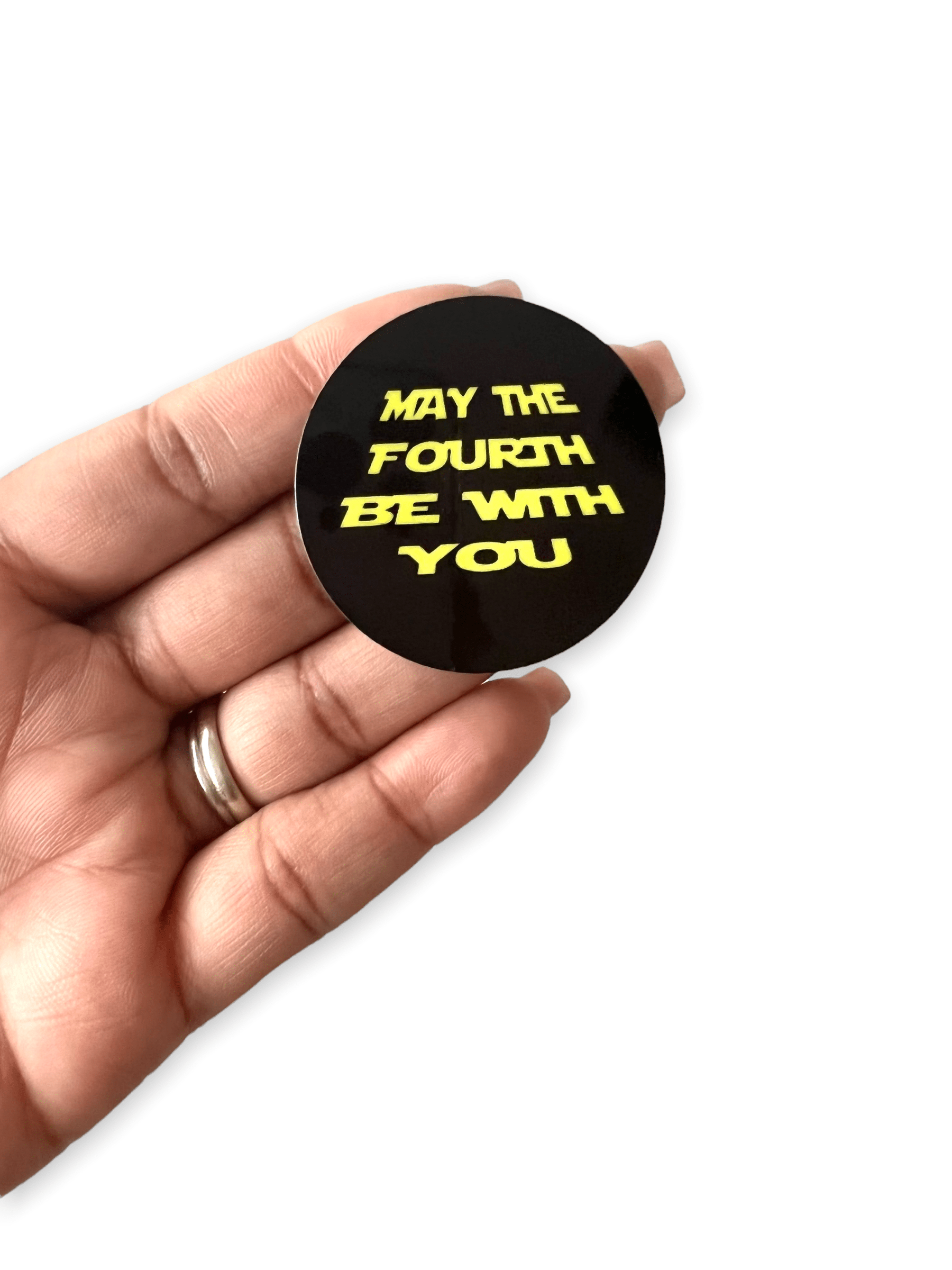 Acrylic May The Fourth Be With You Badge Topper + Reel - | Happie Potato Image 1