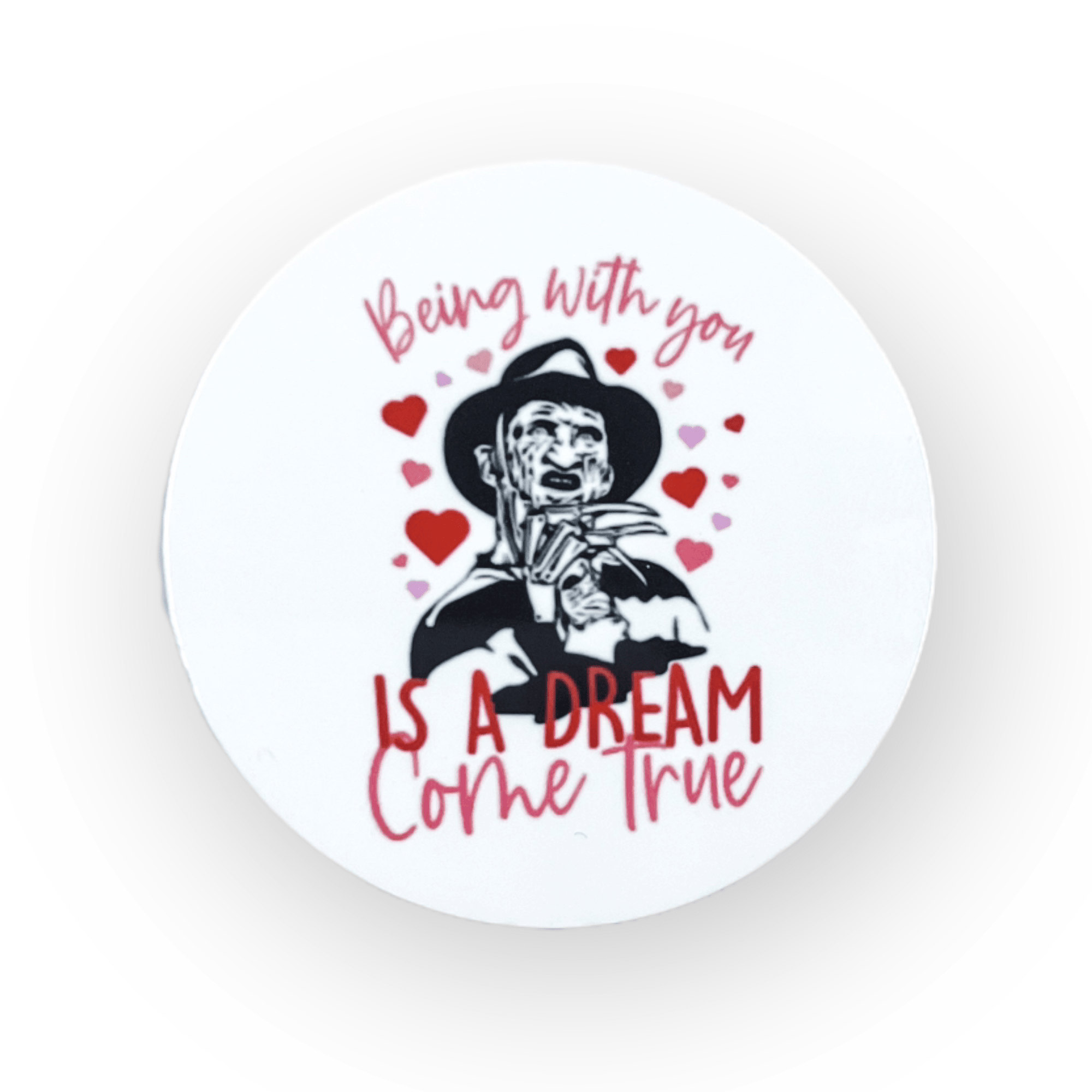 Acrylic Valentine Freddy Kruger Badge Topper + Reel - | Happie Potato Image 1