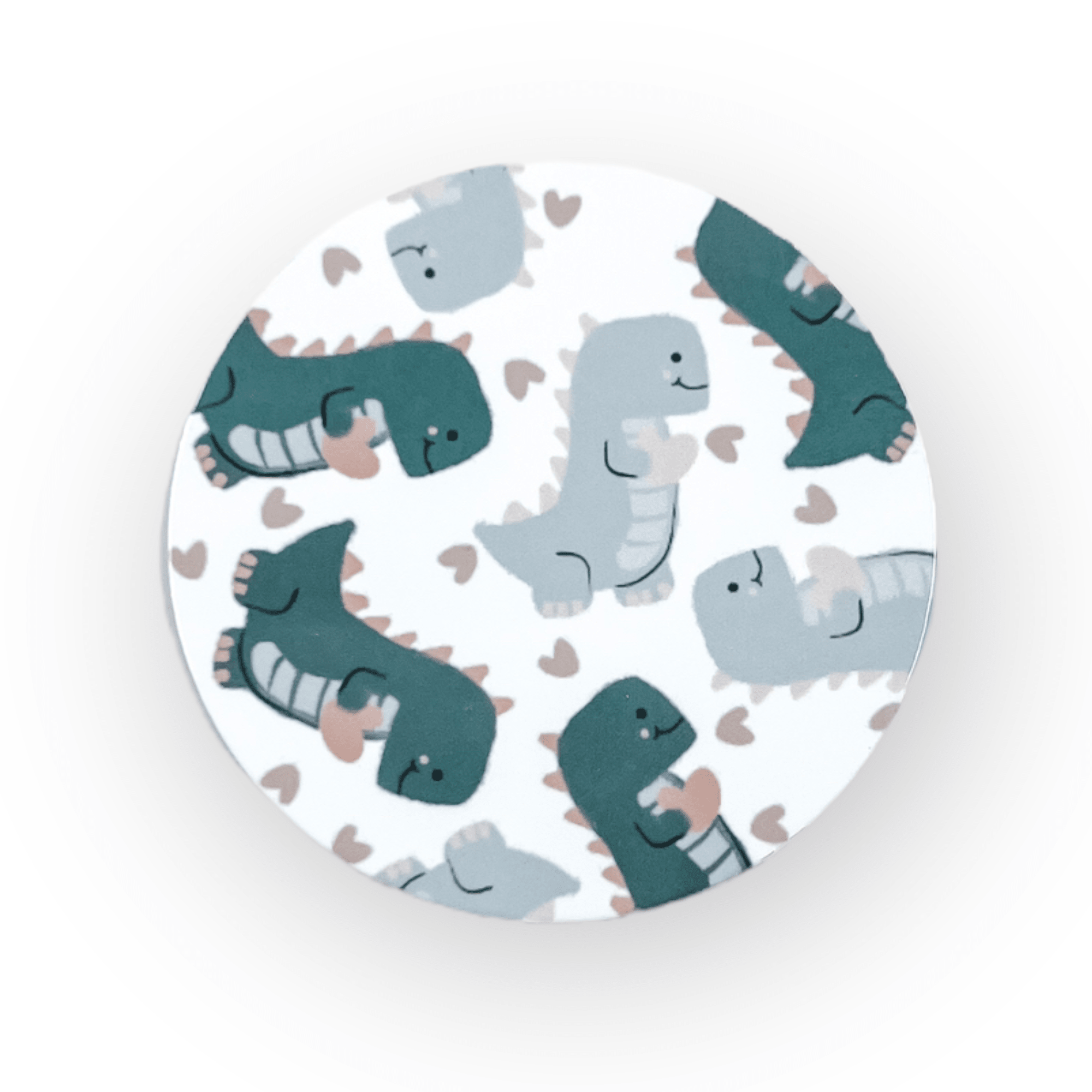 Acrylic Green Valentine Dino Badge Topper + Reel - | Happie Potato Image 1
