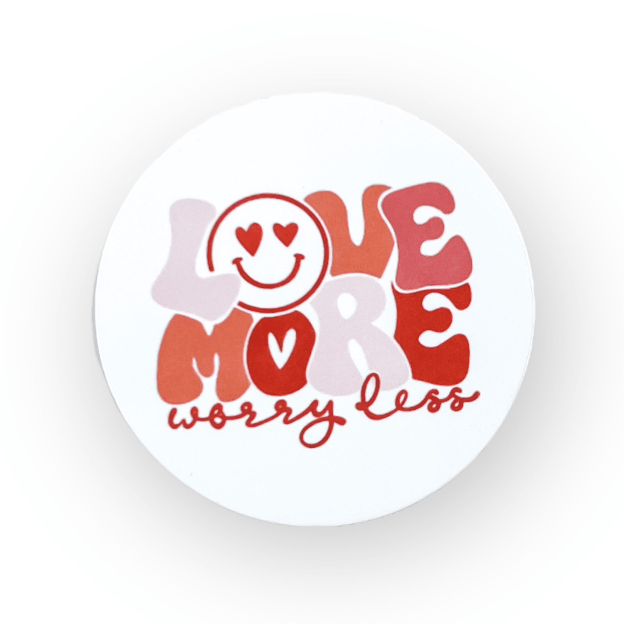 Acrylic Love More Worry Less Badge Topper + Reel - | Happie Potato Image 1