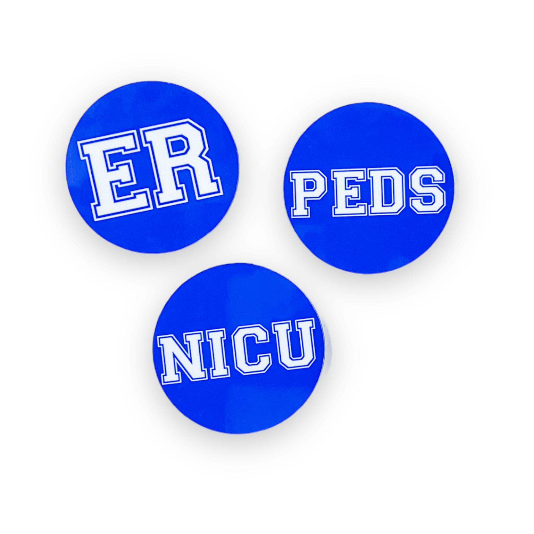 Acrylic Blue Varsity Specialty Nurse Badge Topper + Reel - | Happie Potato Image 1