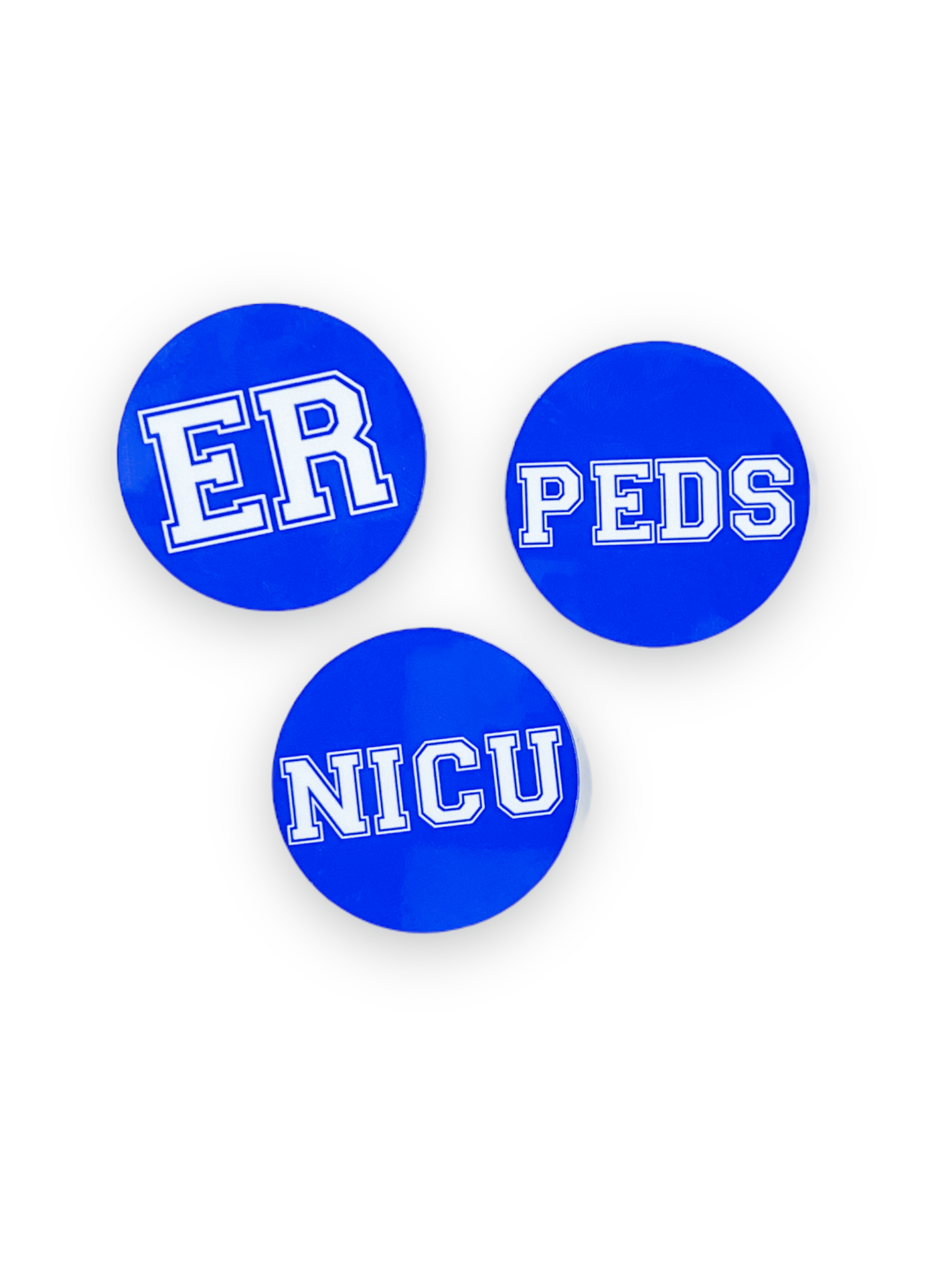 Acrylic Blue Varsity Specialty Nurse Badge Topper + Reel - | Happie Potato Image 1