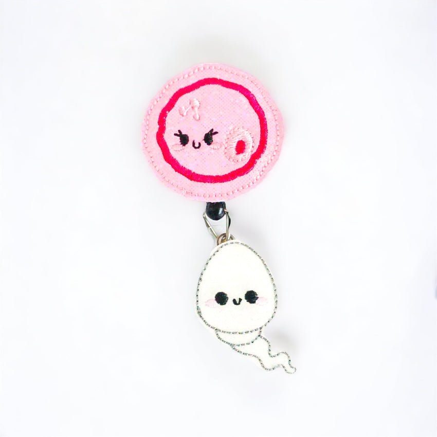 Vinyl Egg & Sperm Badge Reel - | Happie Potato Image 1