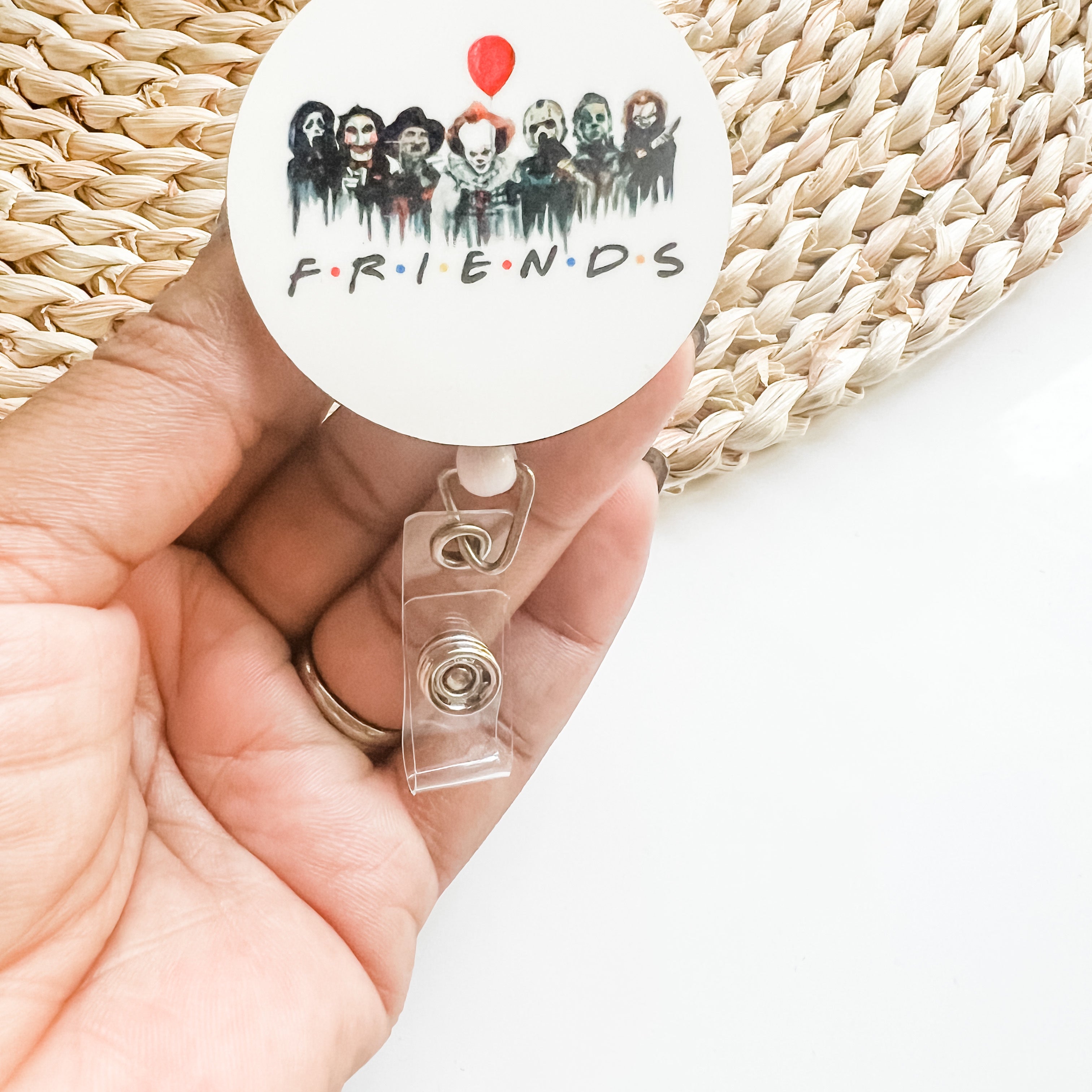 Acrylic Horror Movie Friends Badge Topper + Reel - | Happie Potato Image 2
