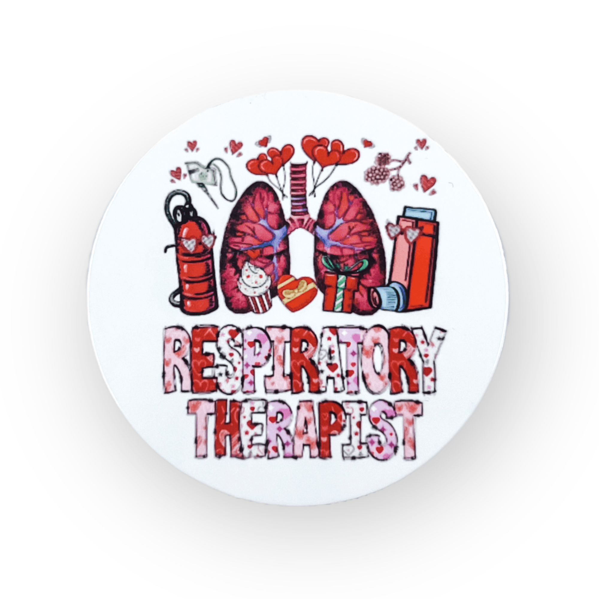 Acrylic Valentine Respiratory Therapist Badge Topper + Reel - | Happie Potato Image 1