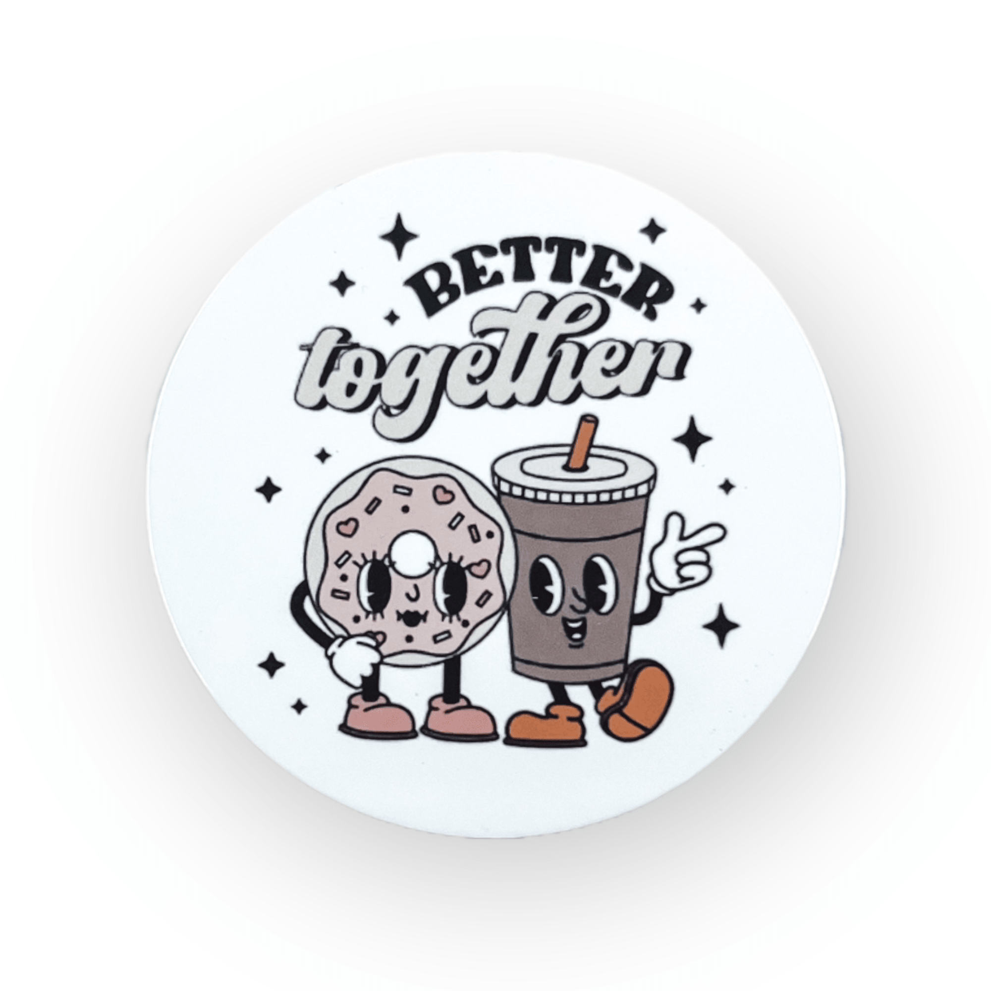 Acrylic Better Together Donut and Coffee Badge Topper + Reel - | Happie Potato Image 1