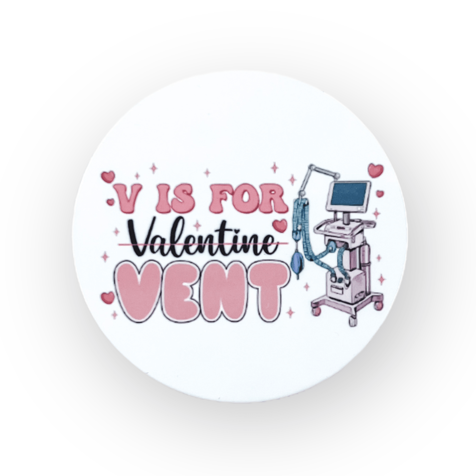 Acrylic V is for Vent Badge Topper + Reel - | Happie Potato Image 1