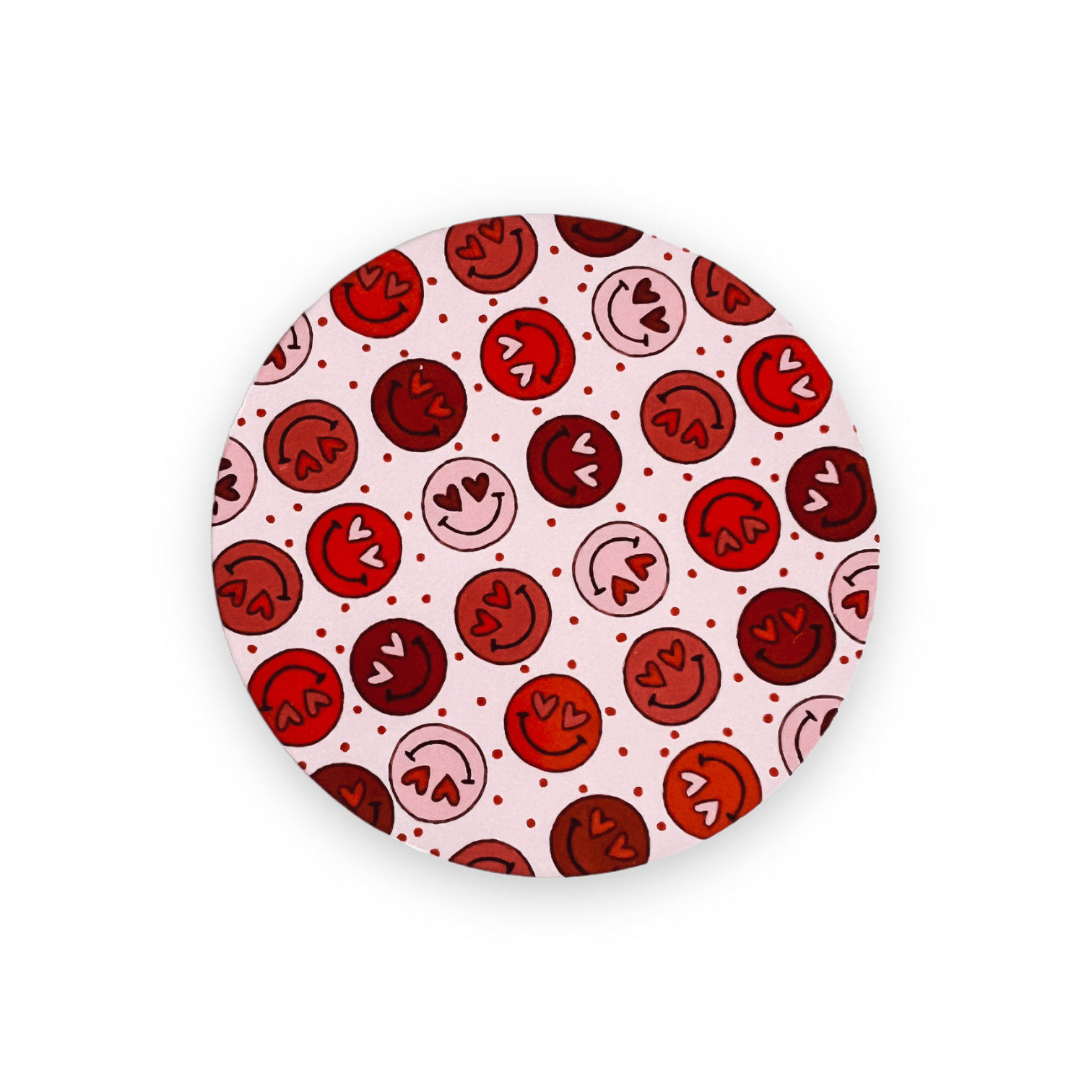 Acrylic Retro Smiley Valentines Badge Topper + Reel - | Happie Potato Image 1
