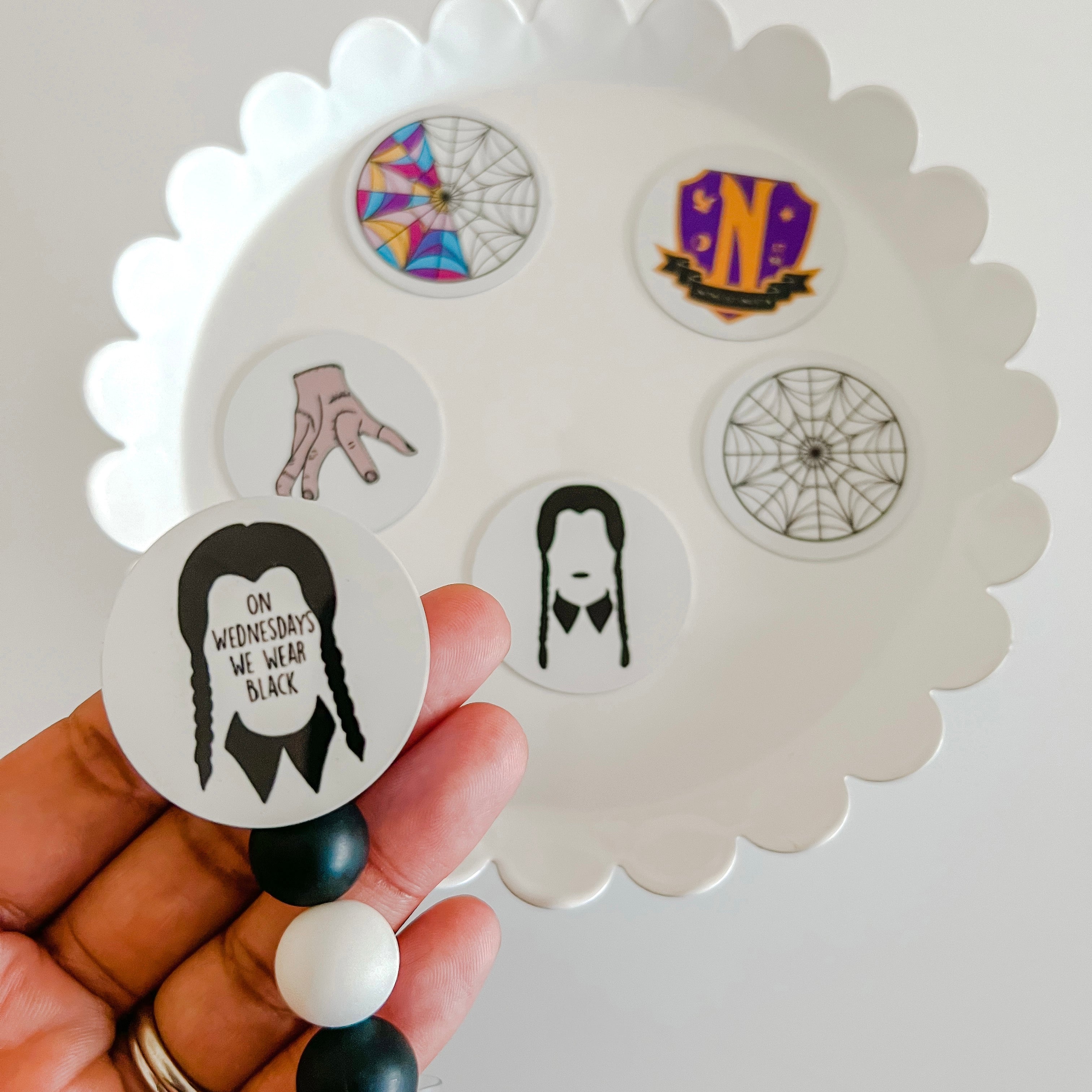 Acrylic Wednesday Collection Badge Topper + Reel - | Happie Potato Image 2