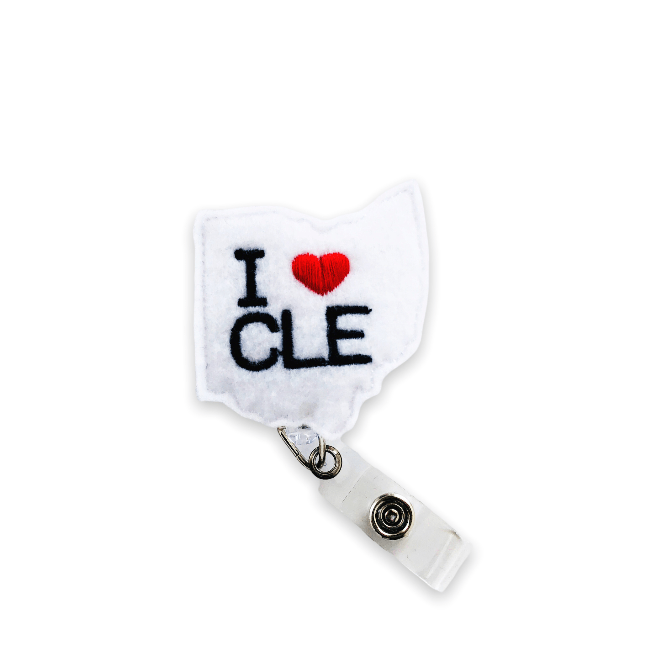 Felt I Love Cleveland Badge Topper + Reel - | Happie Potato Image 2