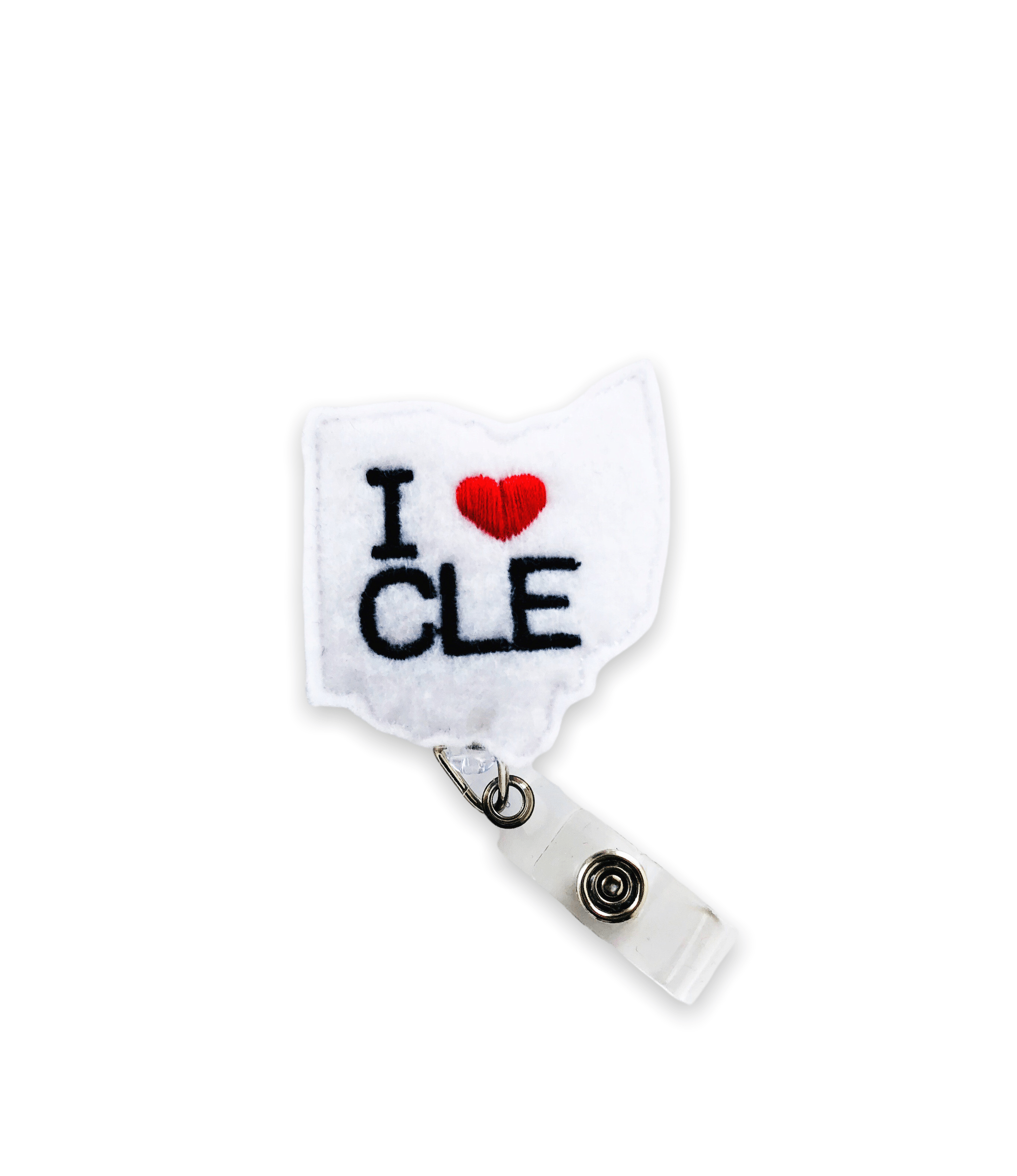 Felt I Love Cleveland Badge Topper + Reel - | Happie Potato Image 2