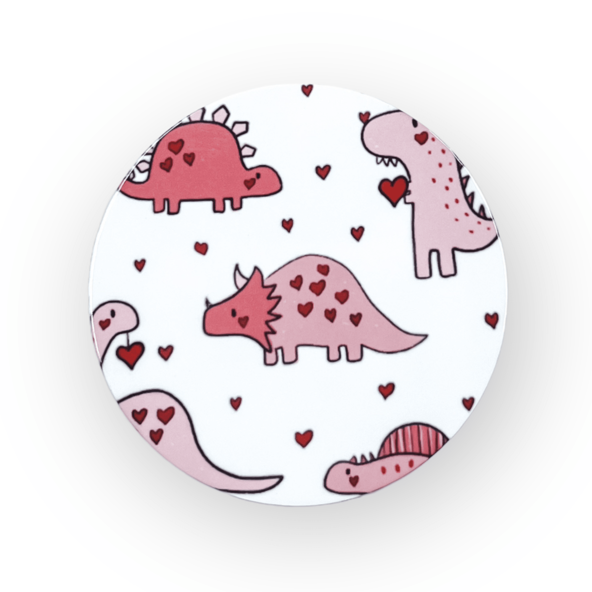 Acrylic Pink Dinos Badge Topper + Reel - | Happie Potato Image 1