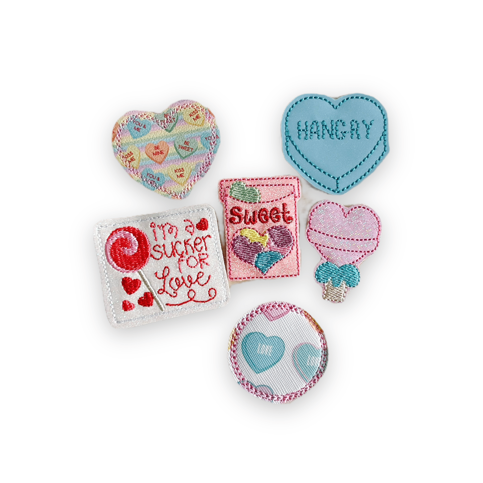 Vinyl Valentine Candy Conversation Hearts Badge Topper + Reel - | Happie Potato Image 1