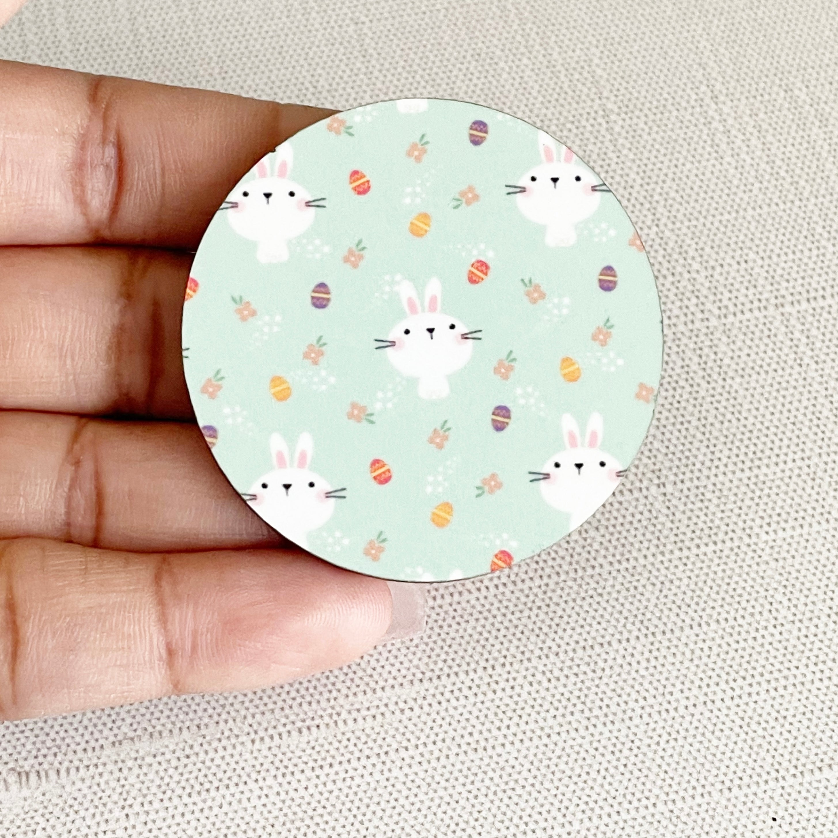 Acrylic Bunny Pattern Badge Topper + Reel - | Happie Potato Image 2