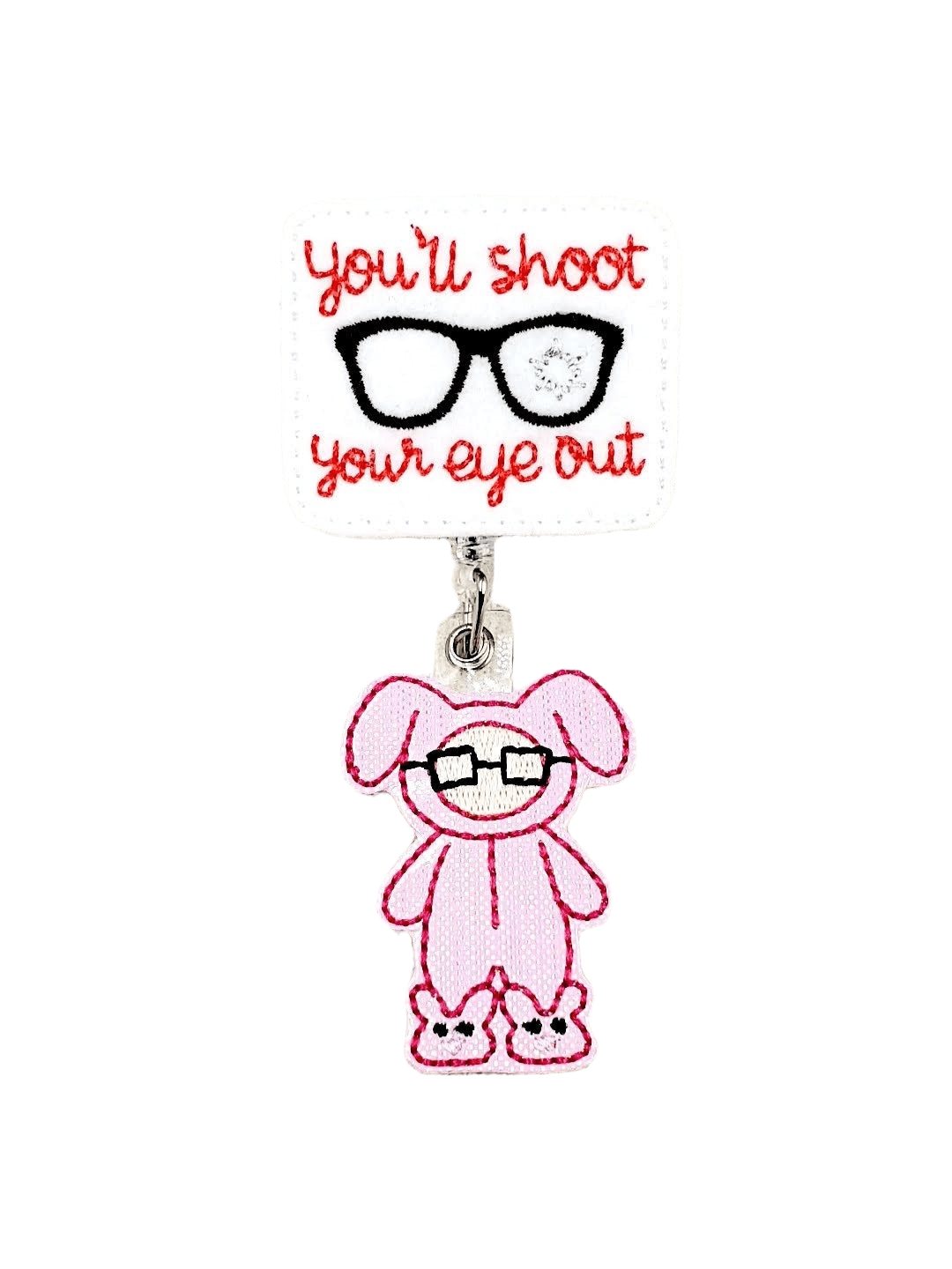 Felt Christmas Story You'll Shoot Your Eye Out Permanent Badge Reel - | Happie Potato Image 1
