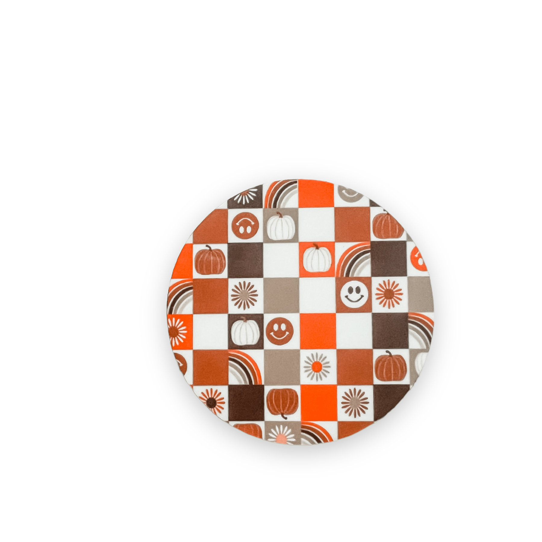 Acrylic Fall Smiley Faces and Pumpkins Badge Topper + Reel - | Happie Potato Image 1