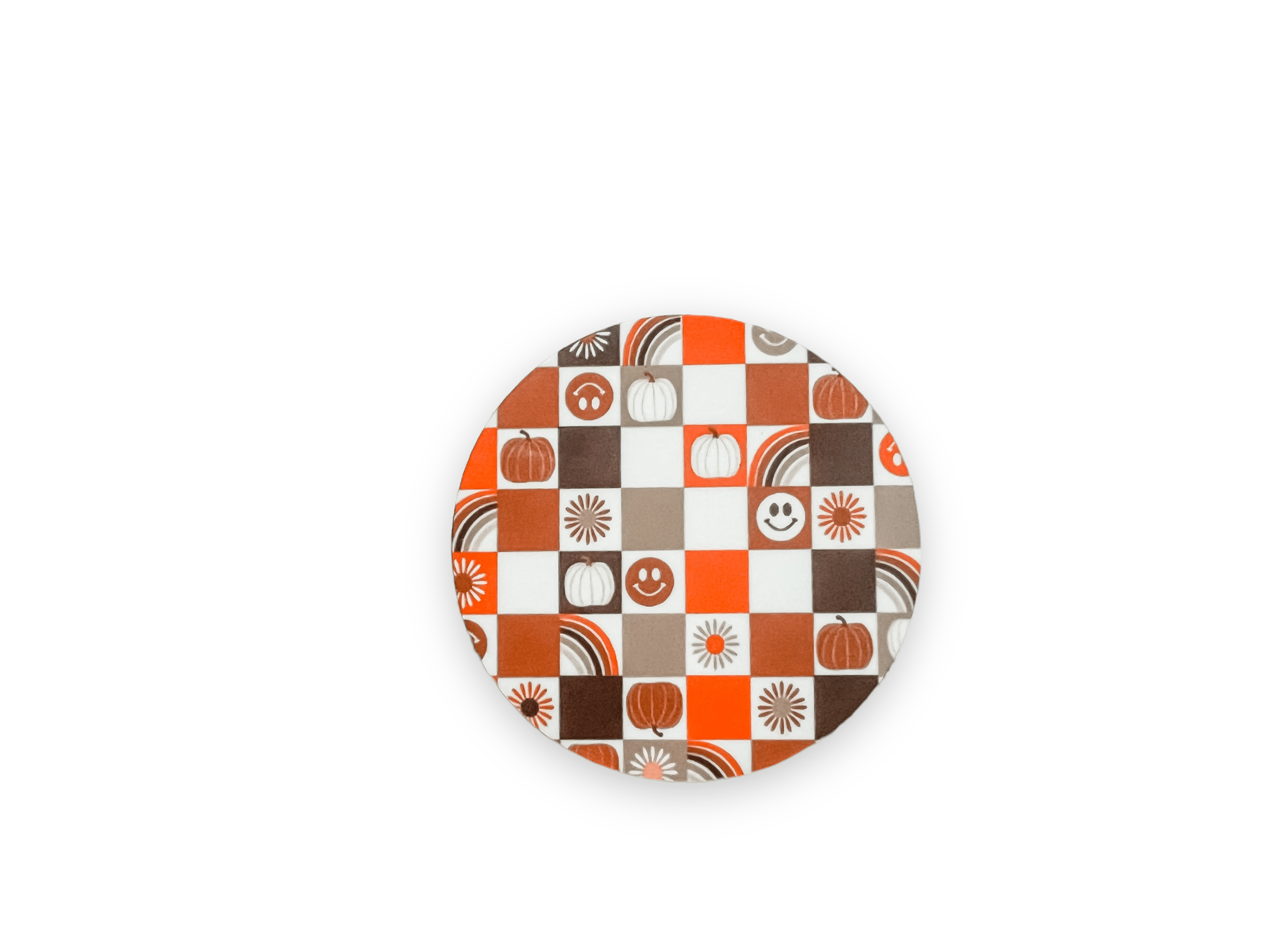 Acrylic Fall Smiley Faces and Pumpkins Badge Topper + Reel - | Happie Potato Image 1