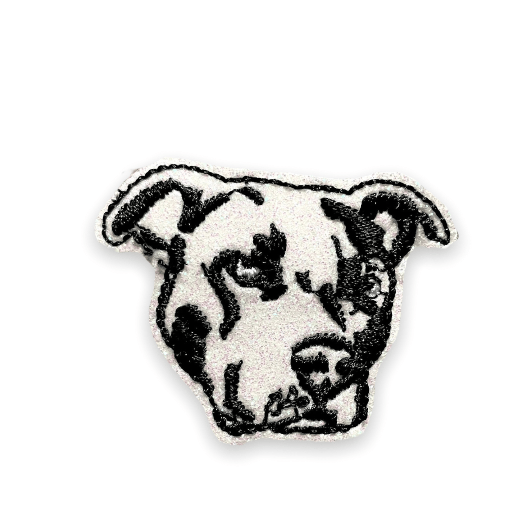 Glitter Pitbull Face Badge Topper + Reel - | Happie Potato Image 1