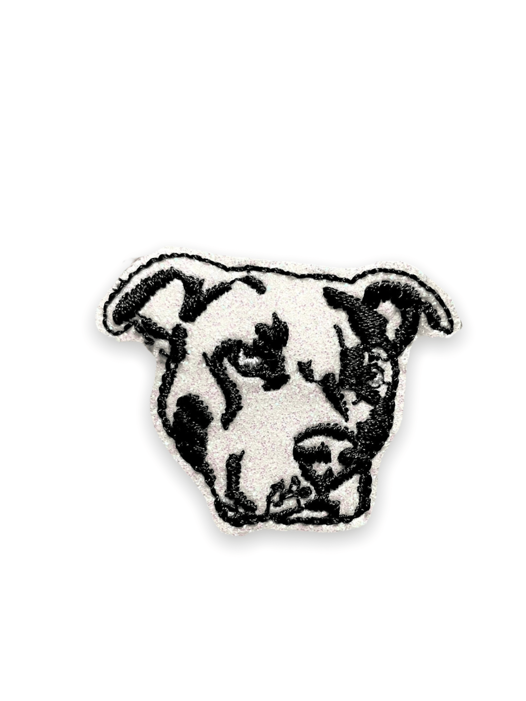 Glitter Pitbull Face Badge Topper + Reel - | Happie Potato Image 1
