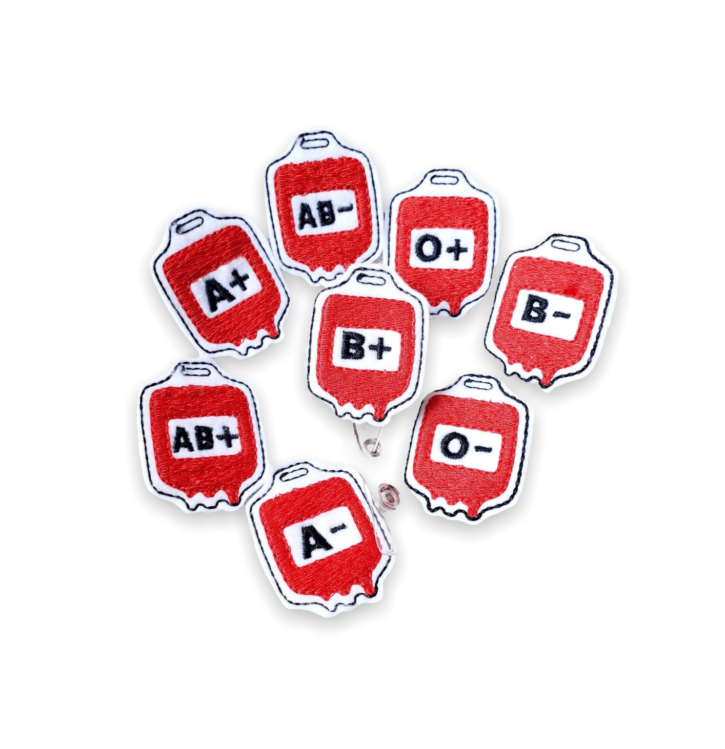 Felt β Blood Bag Phlebotomy Badge Topper + Reel - | Happie Potato Image 1