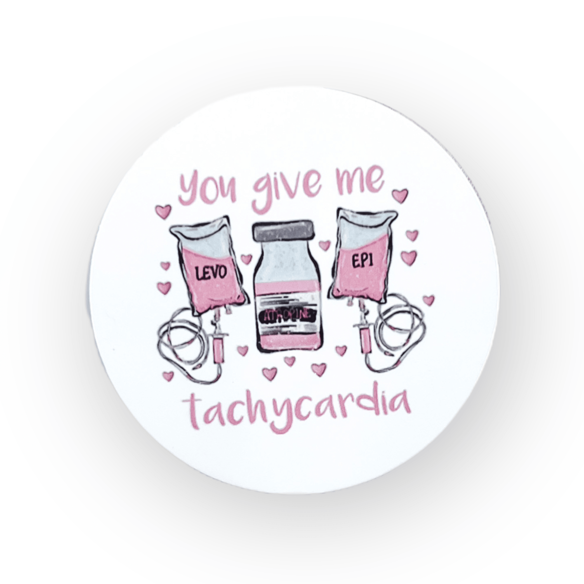 Acrylic You Give Me Tachycardia Swtichable Velcro Badge Topper - | Happie Potato Image 1