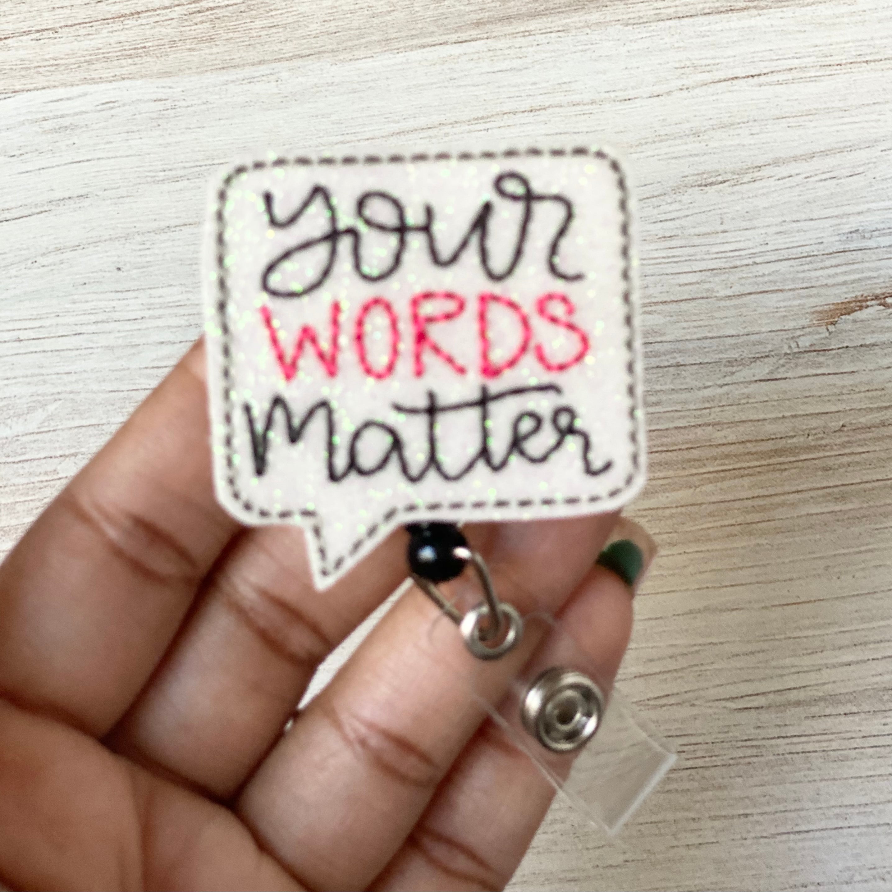 Vinyl Your Words Matter Badge Topper + Reel - | Happie Potato Image 3