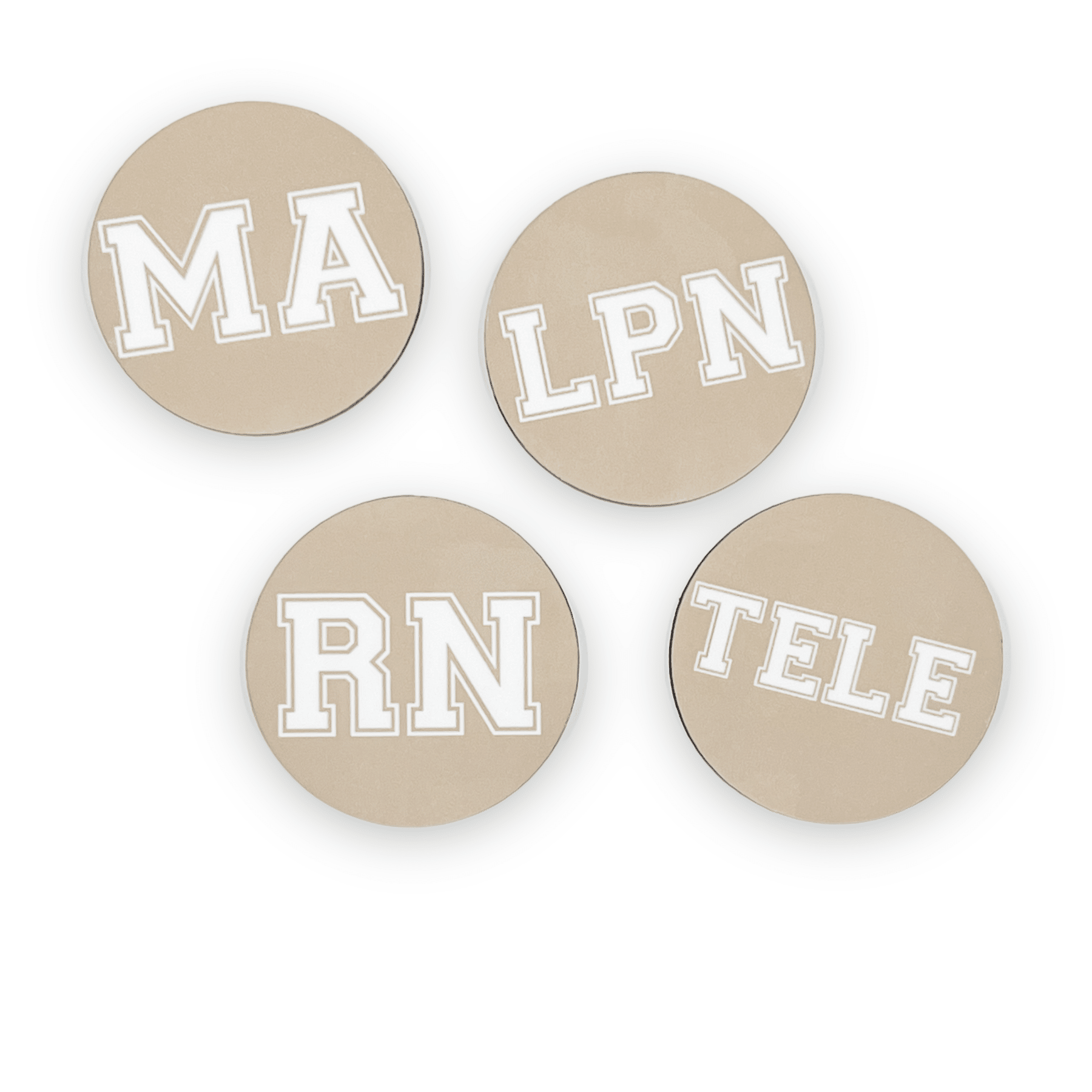 Acrylic Beige Varsity Specialty Nurse Badge Topper + Reel - | Happie Potato Image 1