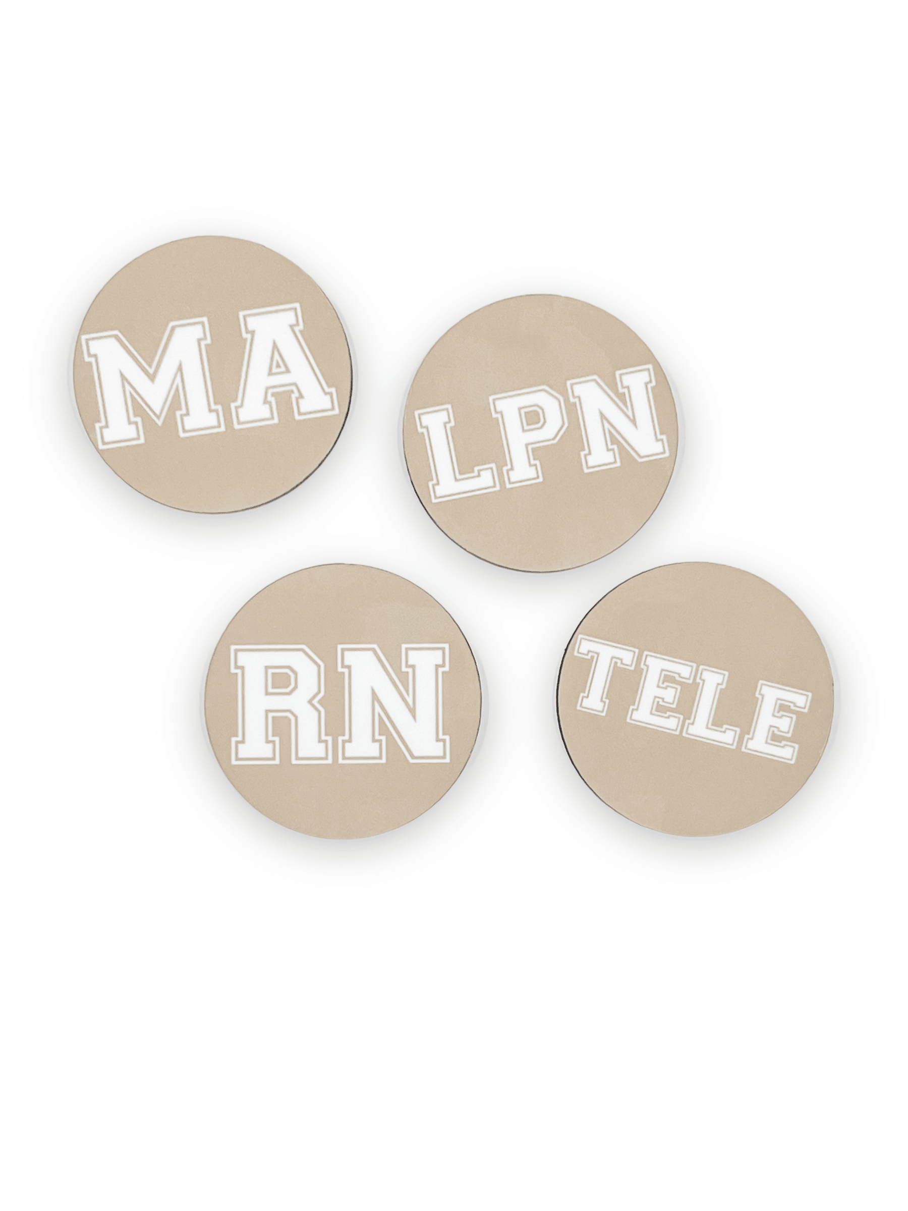Acrylic Beige Varsity Specialty Nurse Badge Topper + Reel - | Happie Potato Image 1