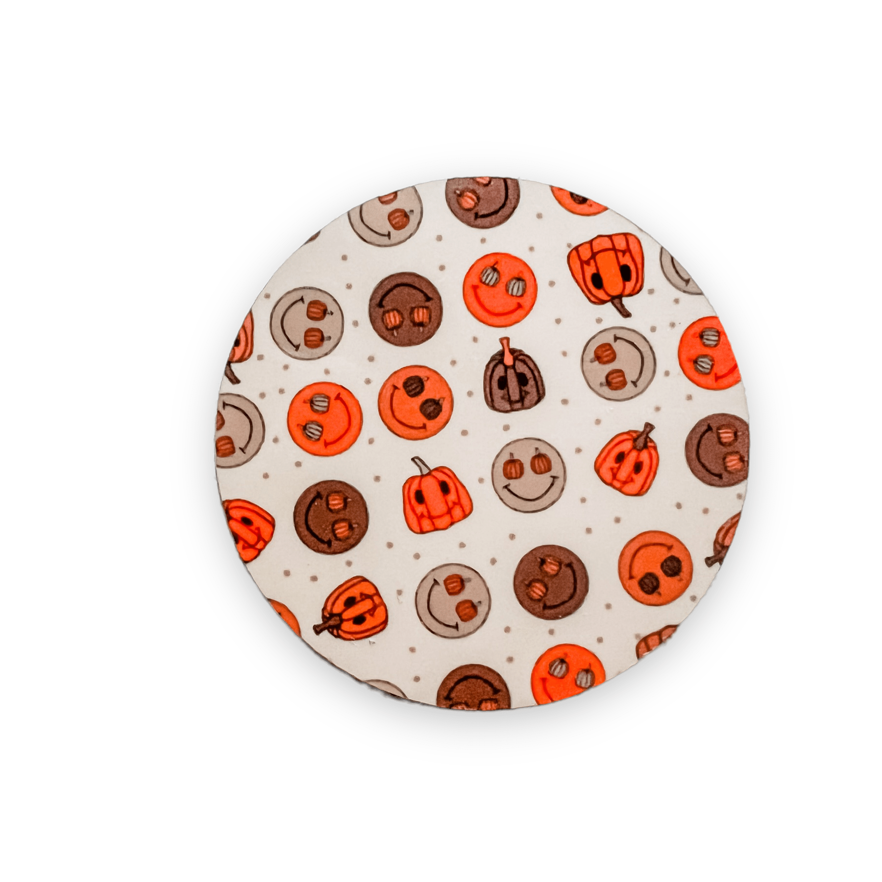 Acrylic Smiley Fall Pumpkin Badge Topper + Reel - | Happie Potato Image 1