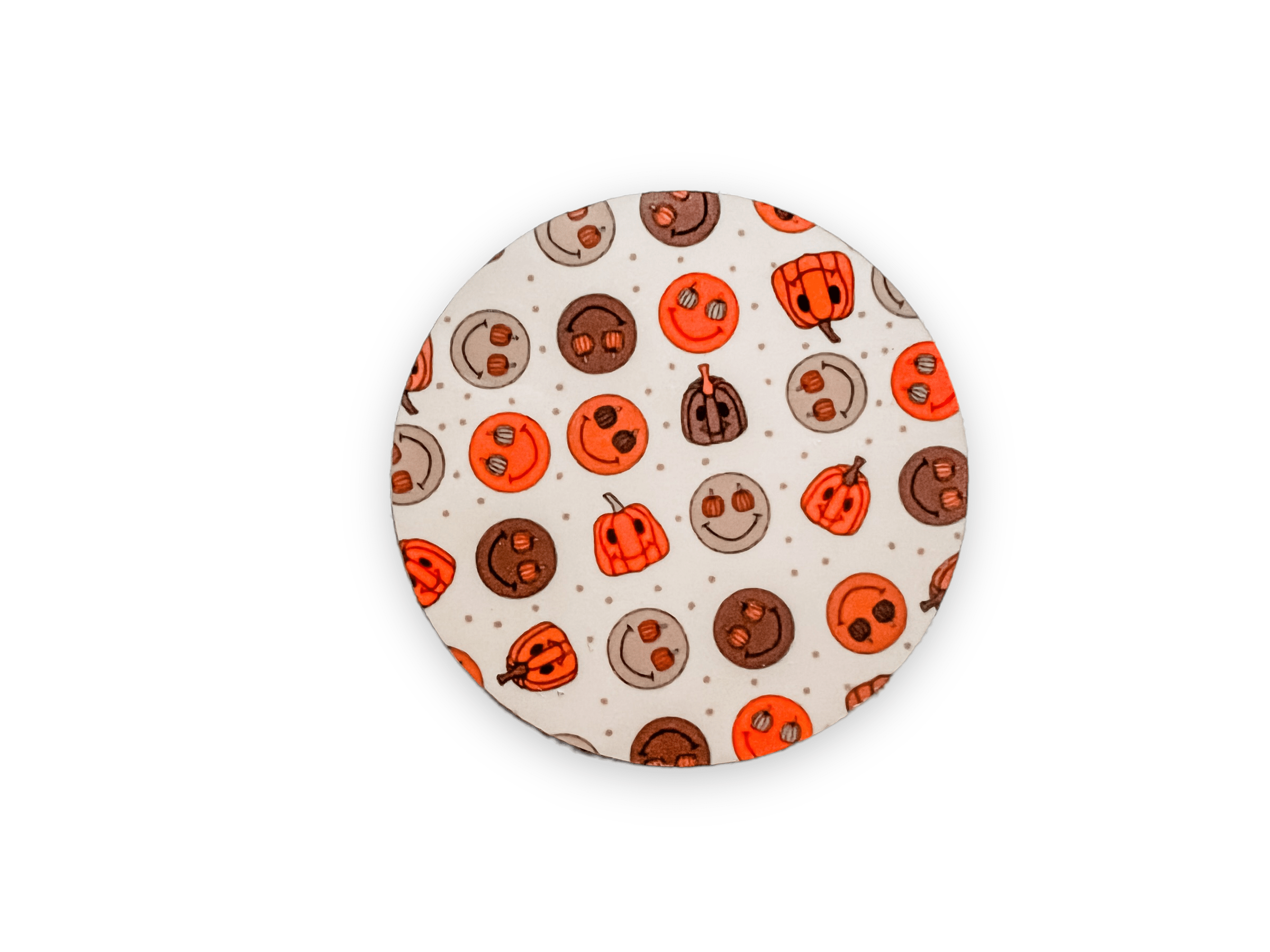 Acrylic Smiley Fall Pumpkin Badge Topper + Reel - | Happie Potato Image 1